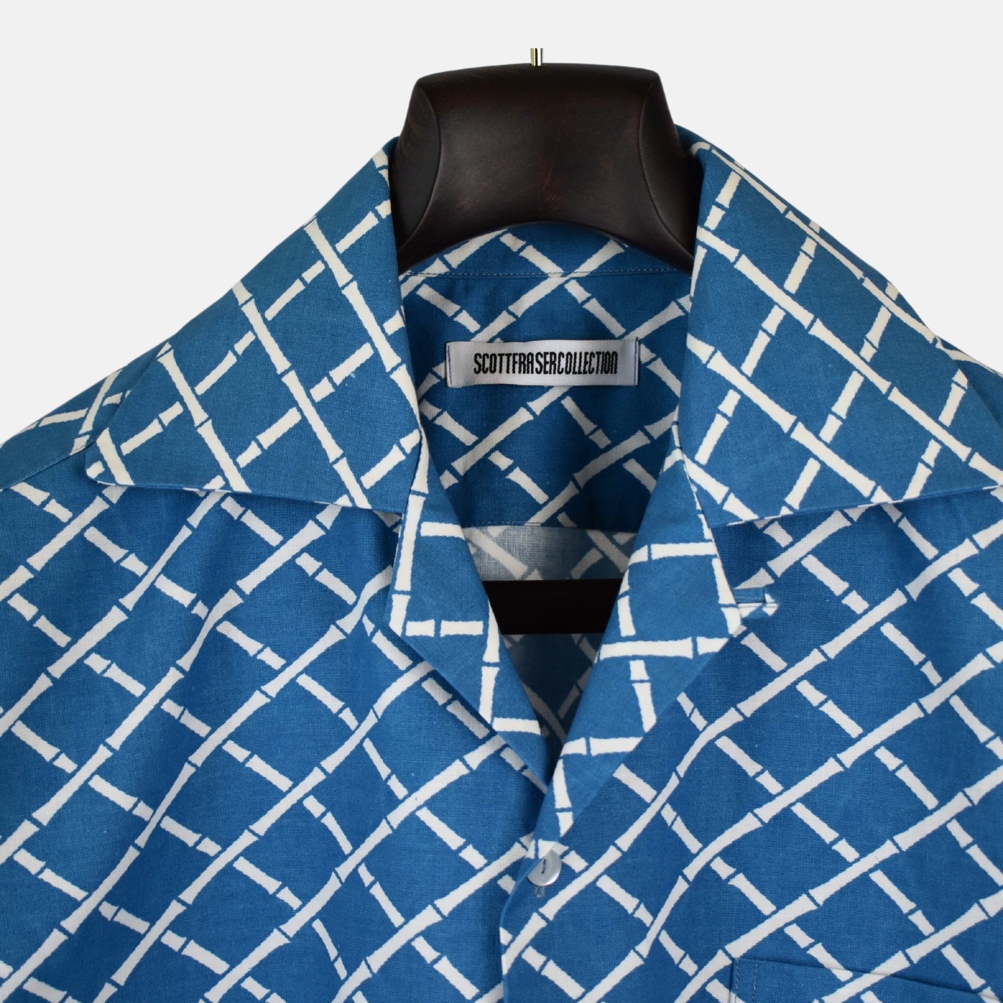 Turquoise/White Short-Sleeve Shirt made of Cotton (EU 41)