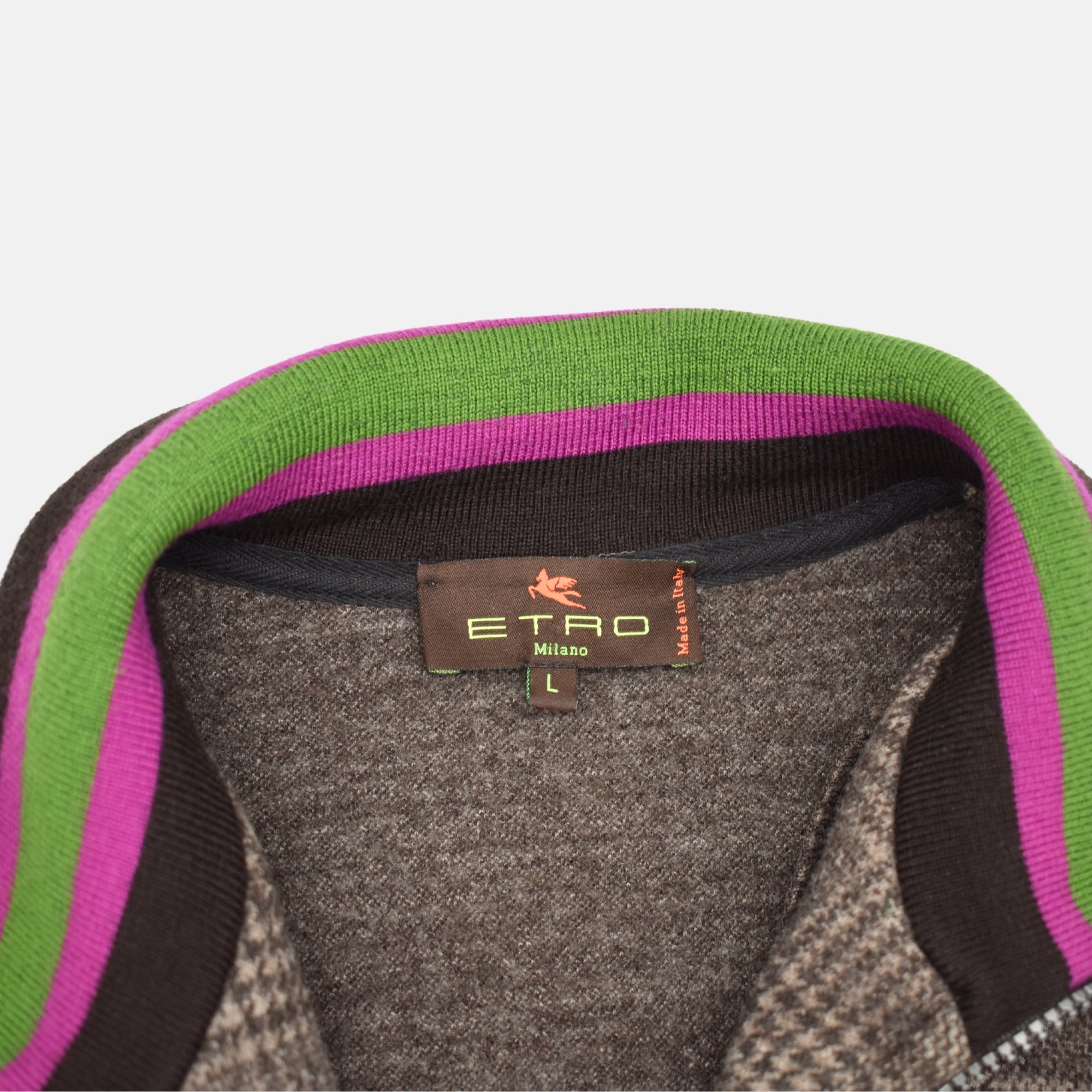 Multicoloured Hooded Jacket made of Wool (L)