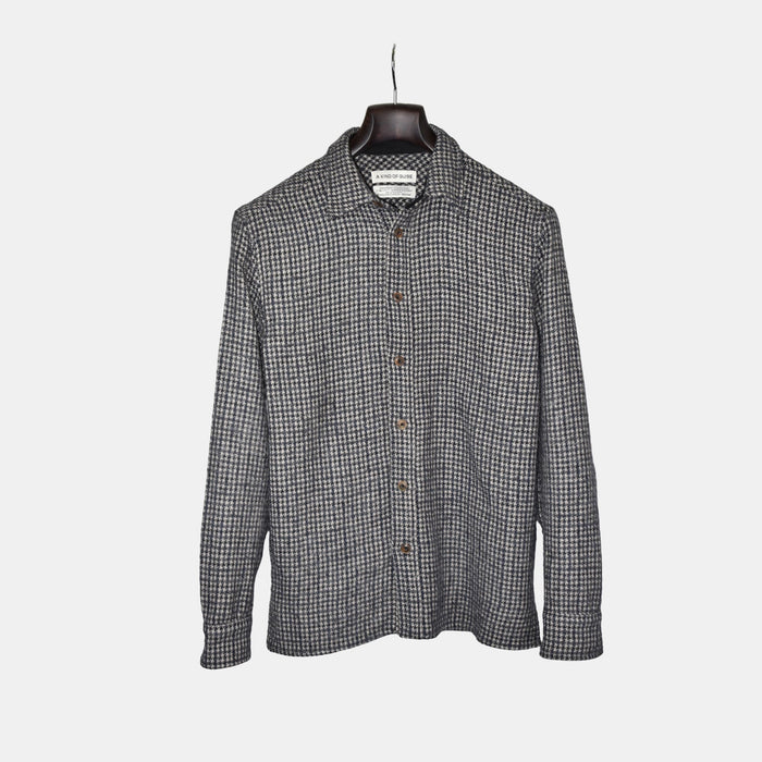 Gray Houndstooth Overshirt made of Virgin Wool/Polyamide (M)