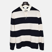 Navy/Cream Striped Sweater made of Cashmere (L)