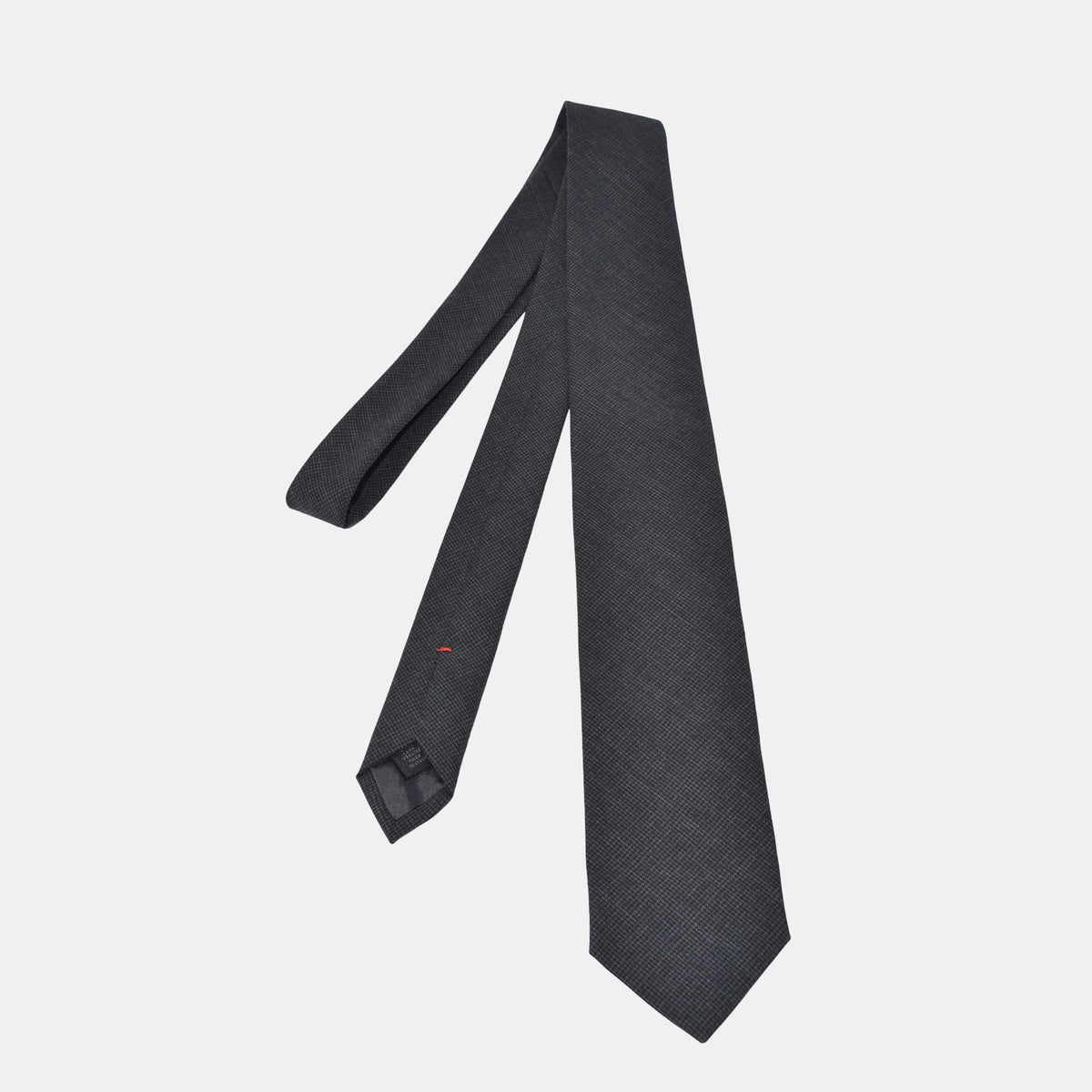 Dark Gray Checkered Tie made of Virgin Wool