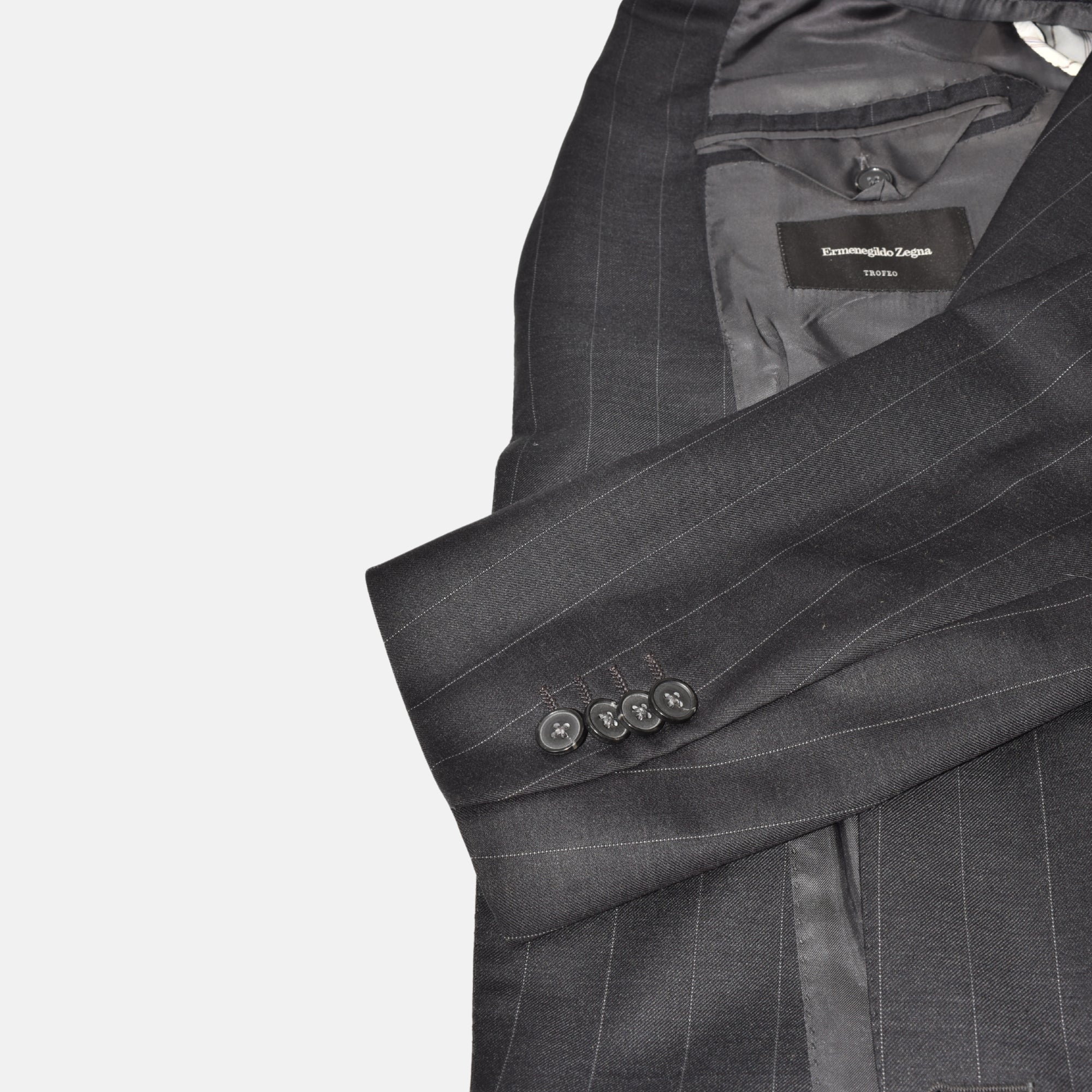 Charcoal Striped Suit made of Wool (EU 48)