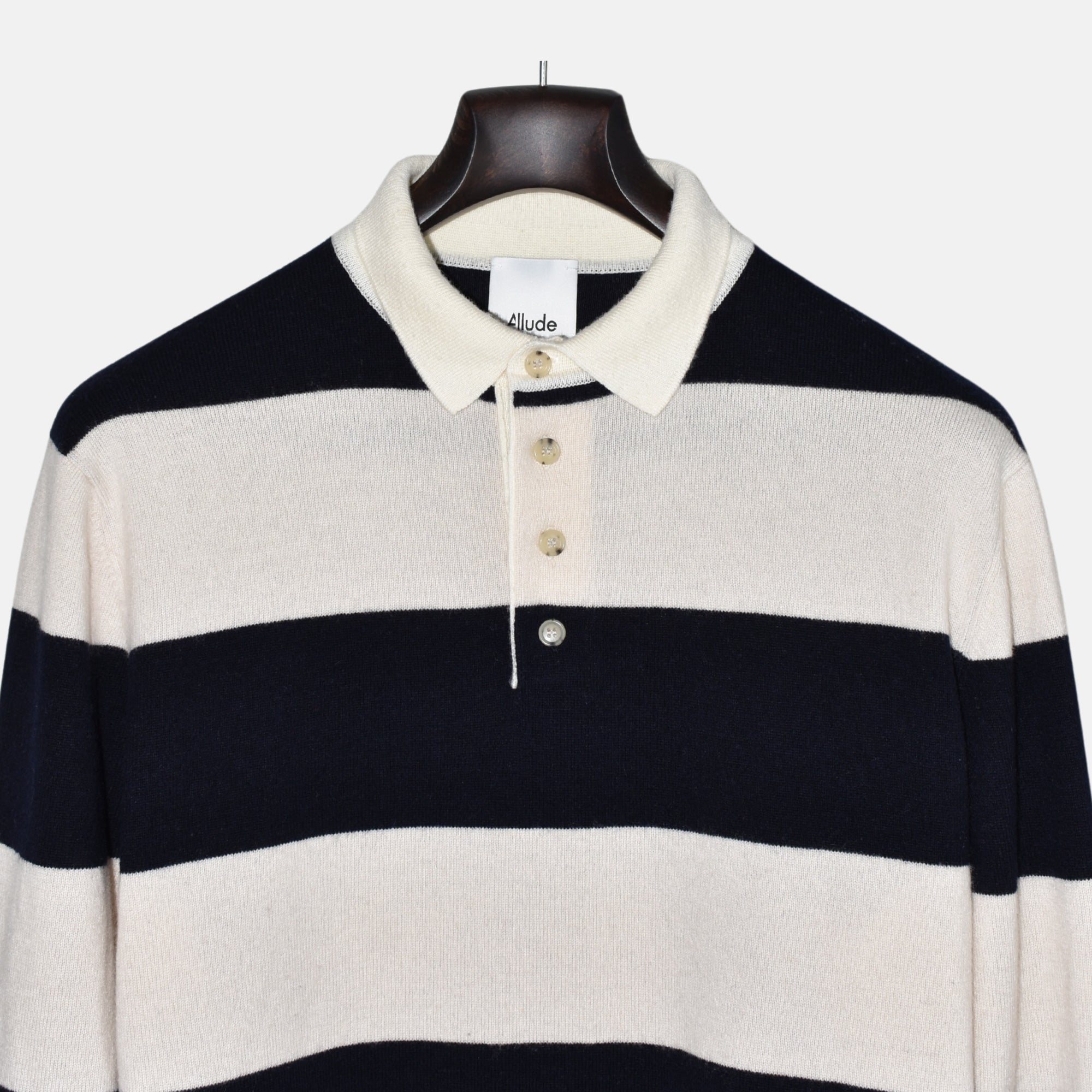 Navy/Cream Striped Sweater made of Cashmere (L)