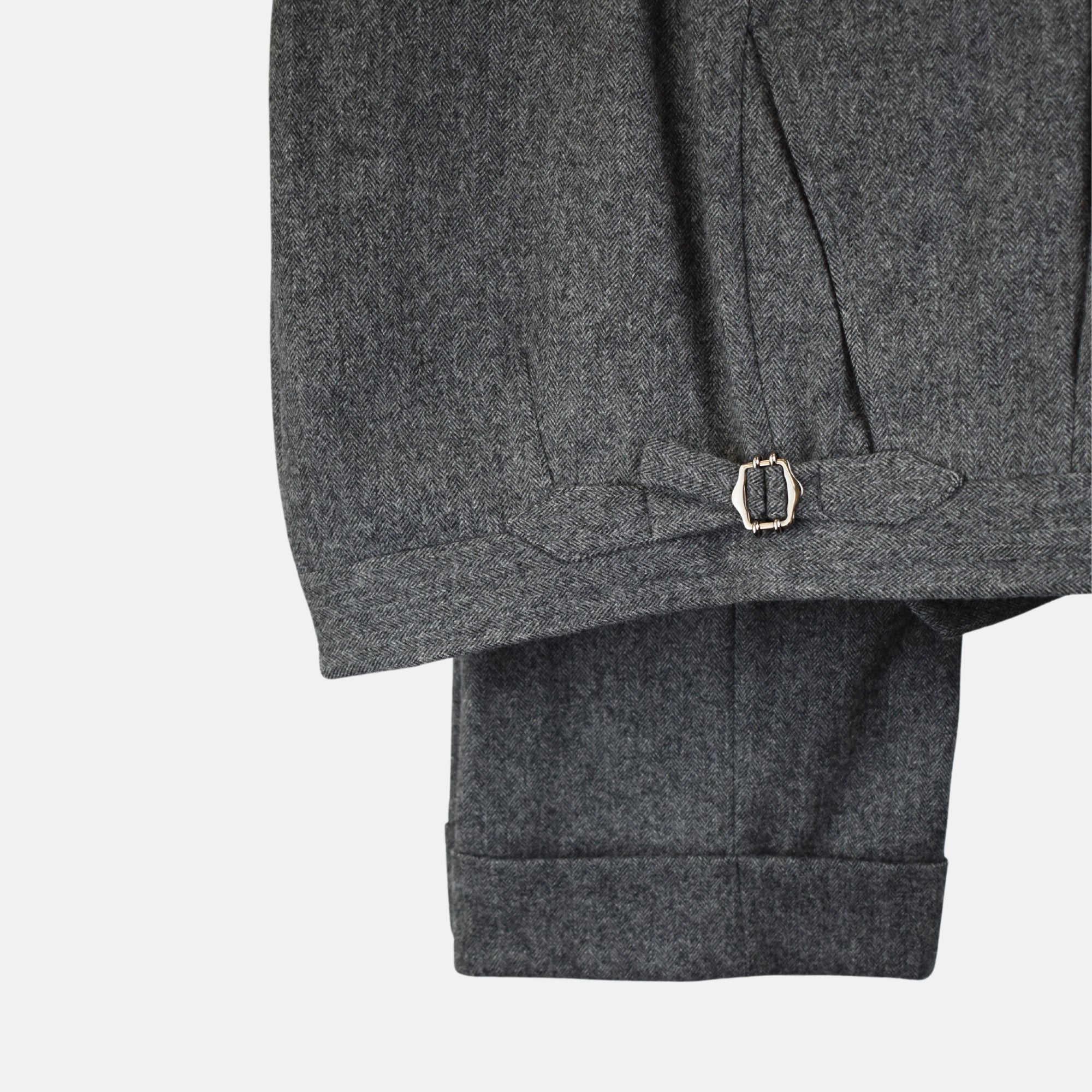 Graue Herringbone-Hose aus Wolle (EU 46)