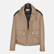 Beige/Braune Jacke aus Wolle/Leder (EU 48)