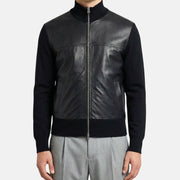 Black Bomber Jacket made of Leather (EU 50)