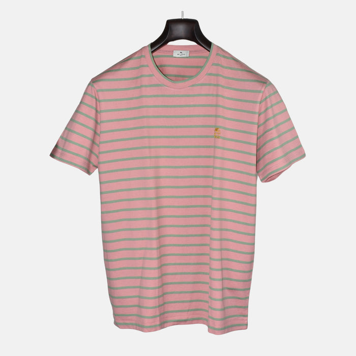 Pink/Green Striped T-Shirt made of (L)