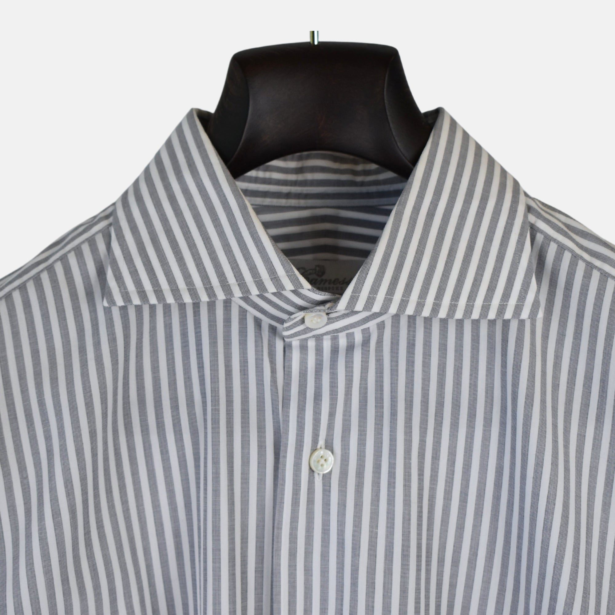 Gray-White Striped Shirt made of Cotton (EU 41)