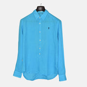 Turquoise Shirt made of Linen (M)