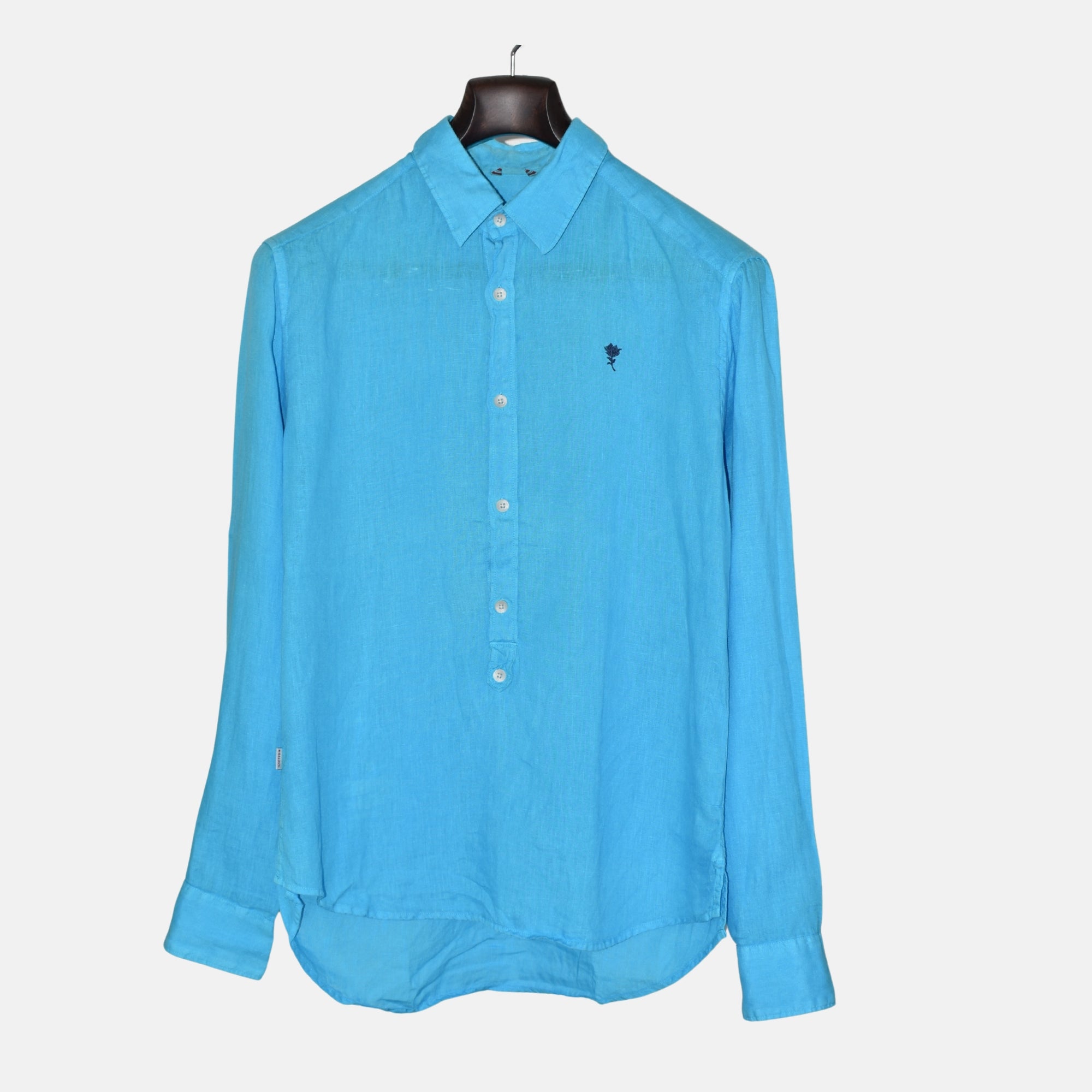 Turquoise Shirt made of Linen (M)