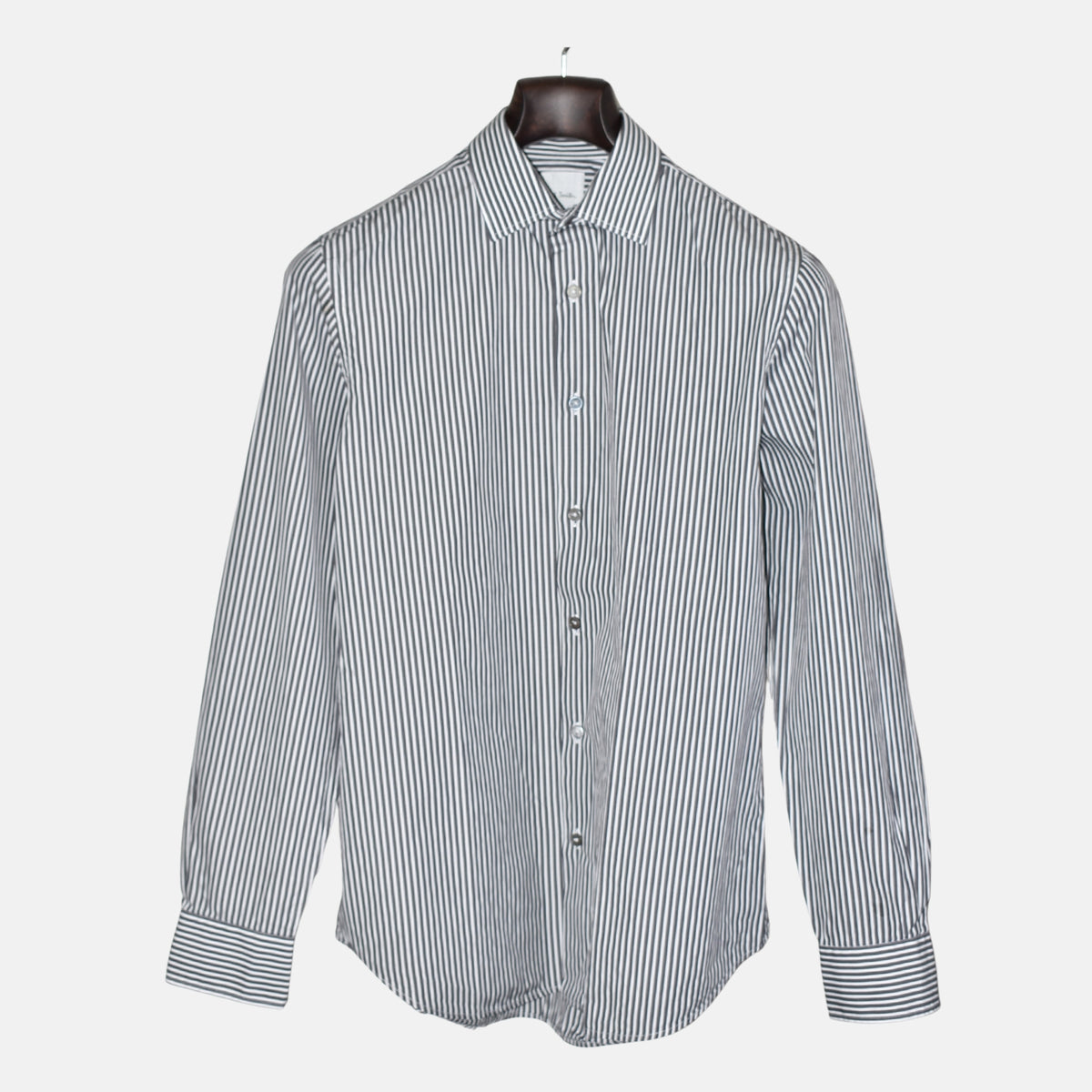 Gray-White Striped Shirt made of Cotton (EU 48)