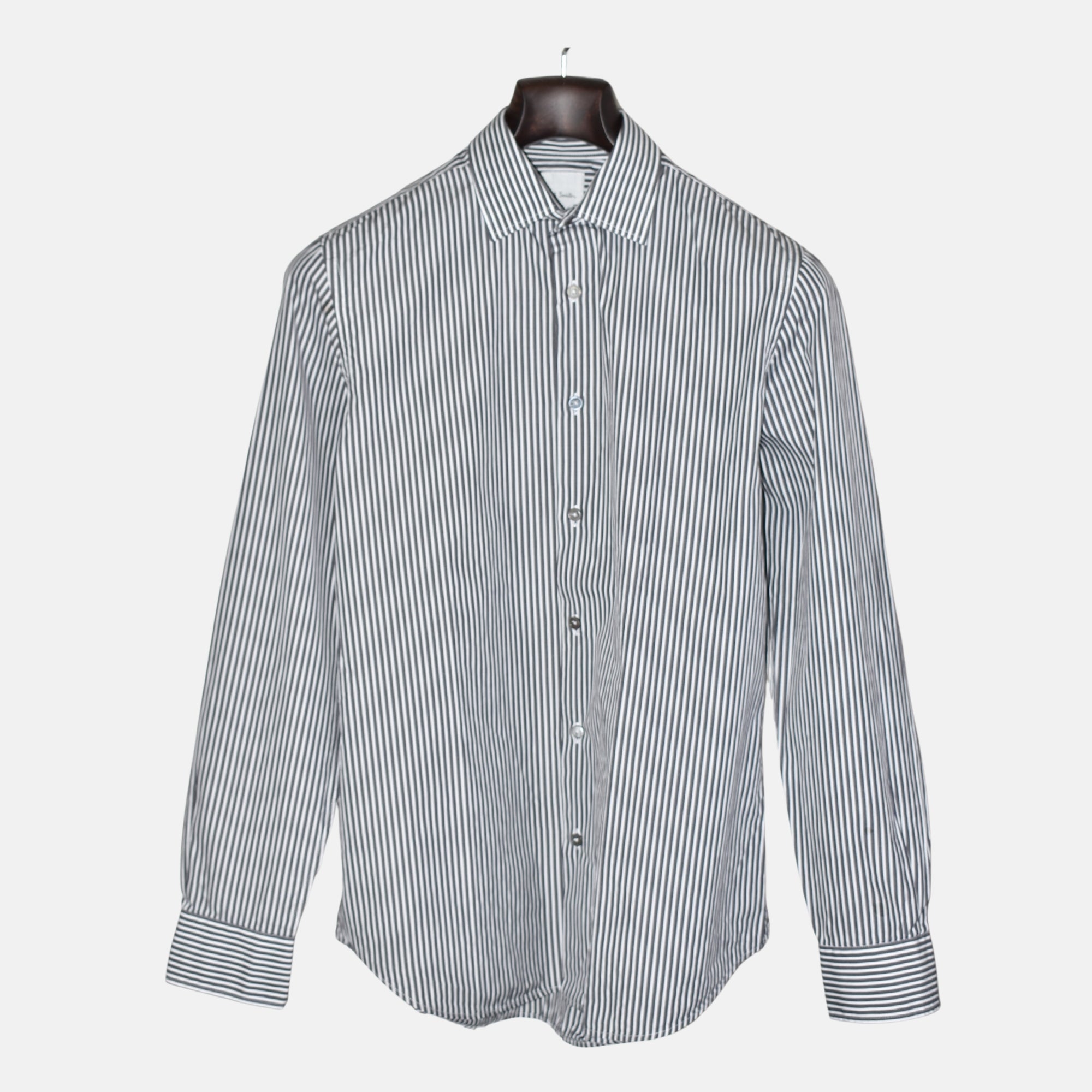 Gray-White Striped Shirt made of Cotton (EU 48)