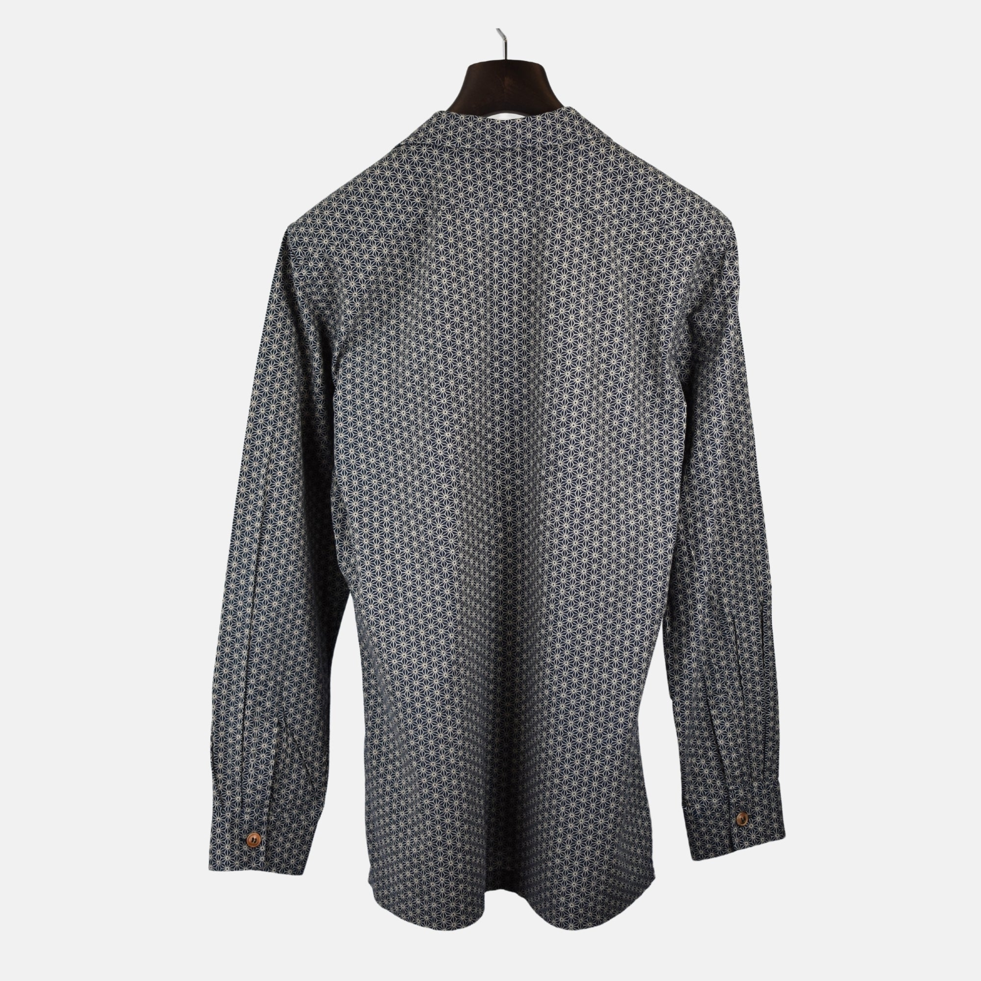 Blue-Beige Patterned Shirt made of Cotton (XXL)