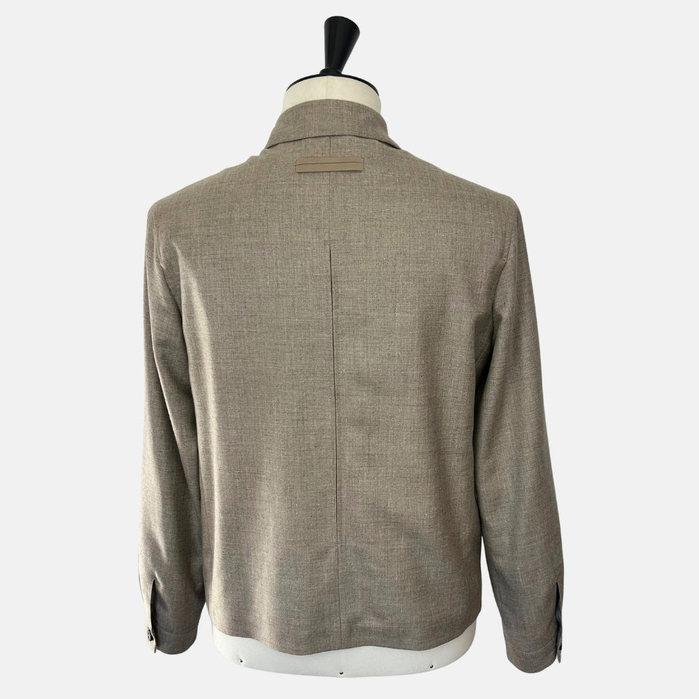 Greige Melange Jacket made of Cashmere/Silk/Linen (EU 50)