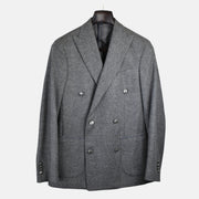 Grauer doppelreihiger Blazer aus Wolle/Kaschmir (EU 46)