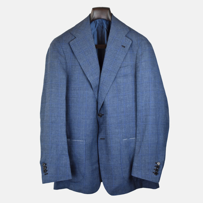 Blue Checkered Blazer made of Linen/Silk (EU 50)