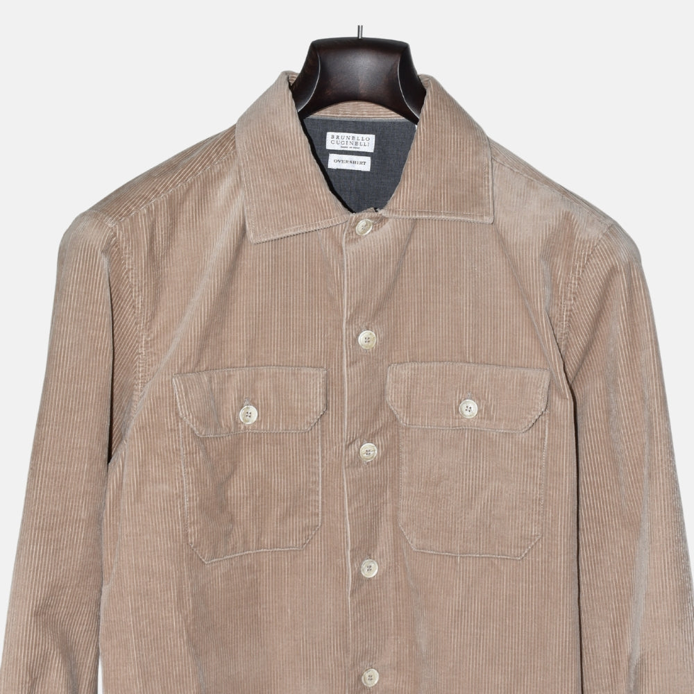 Beige Corduroy Overshirt made of Cotton (S)