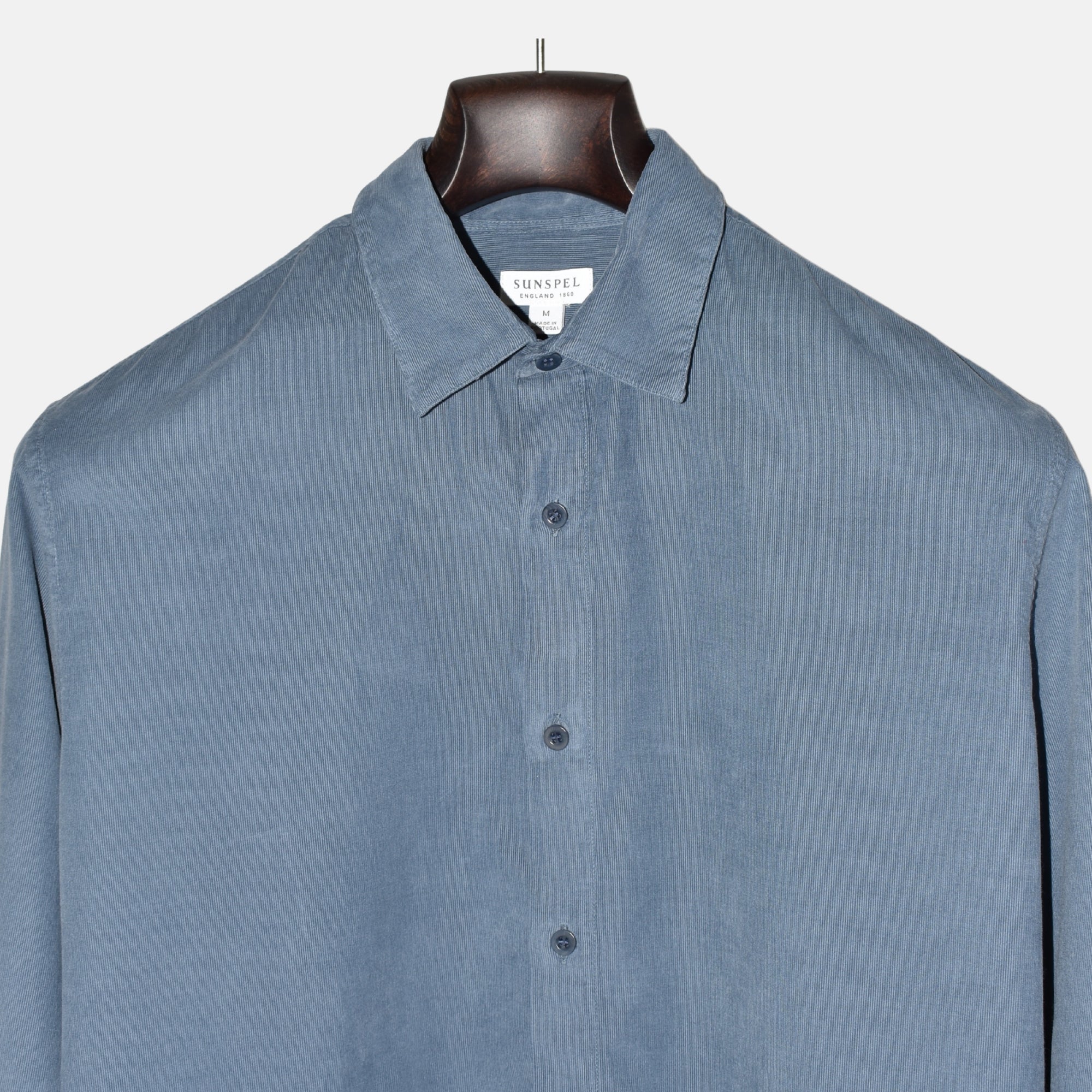 Blue-Gray Corduroy Shirt made of Cotton (M)
