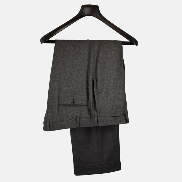 Brown Checkered Trousers made of Cashmere Wool (EU 56)