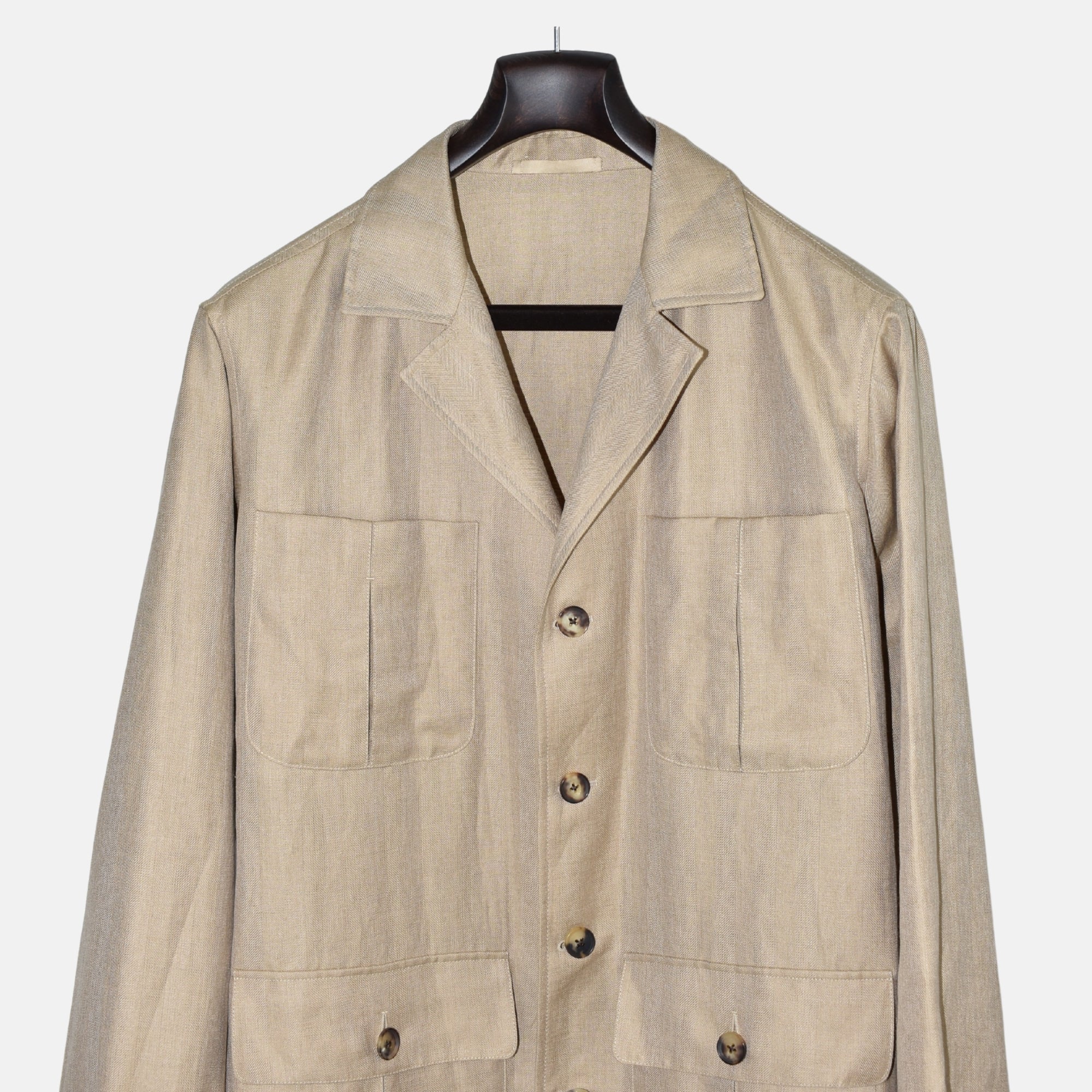 Beige Safari Jacket made of Linen/Camel Hair/Silk (EU 52