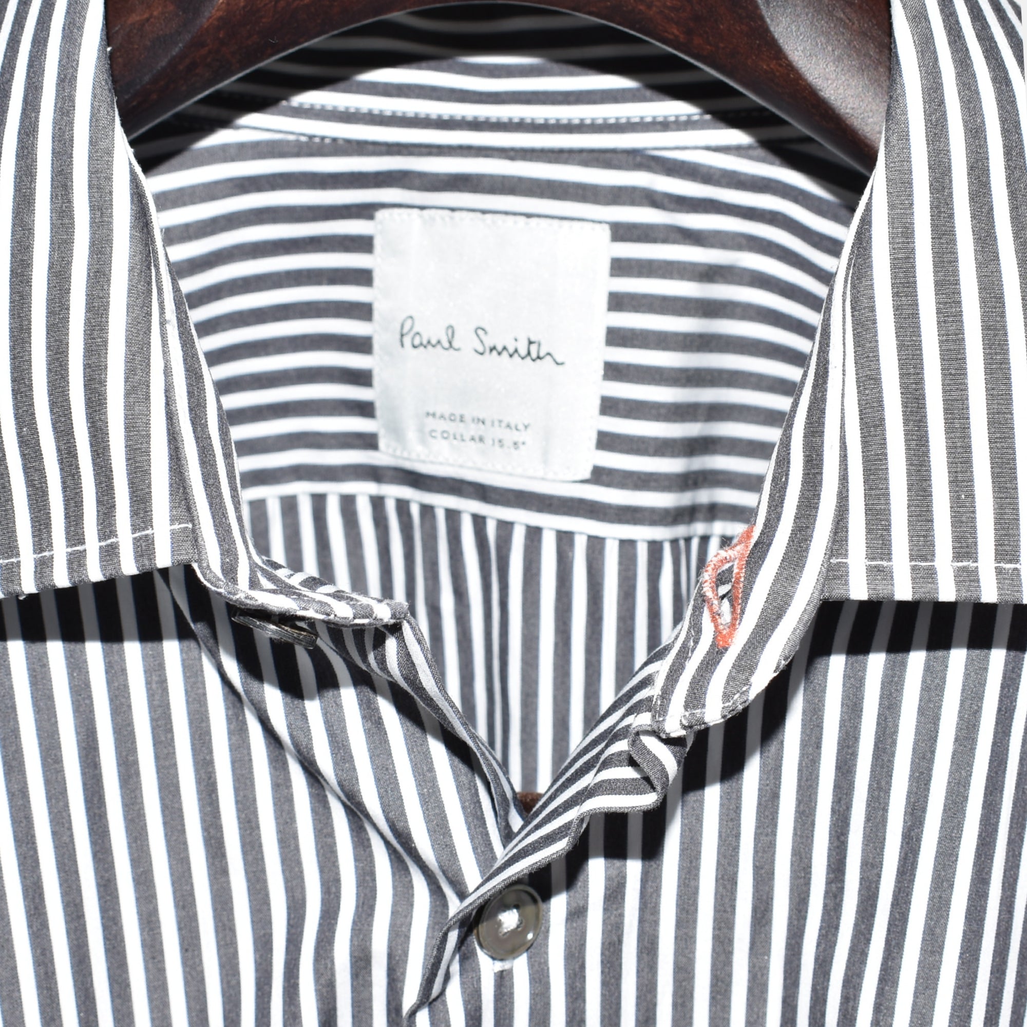 Gray-White Striped Shirt made of Cotton (EU 48)