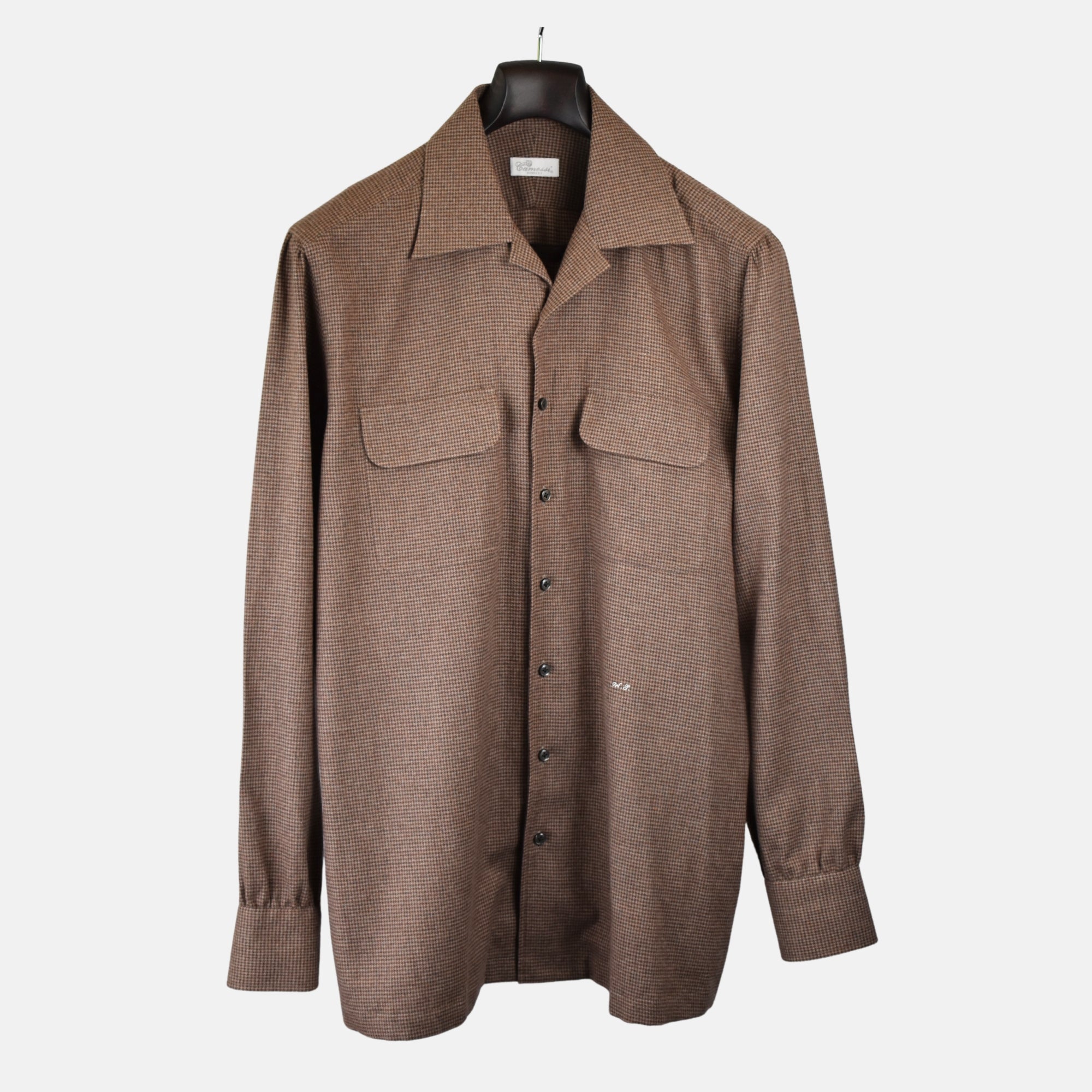 Brown Houndstooth Patterned Shirt made of Cotton (EU 42)