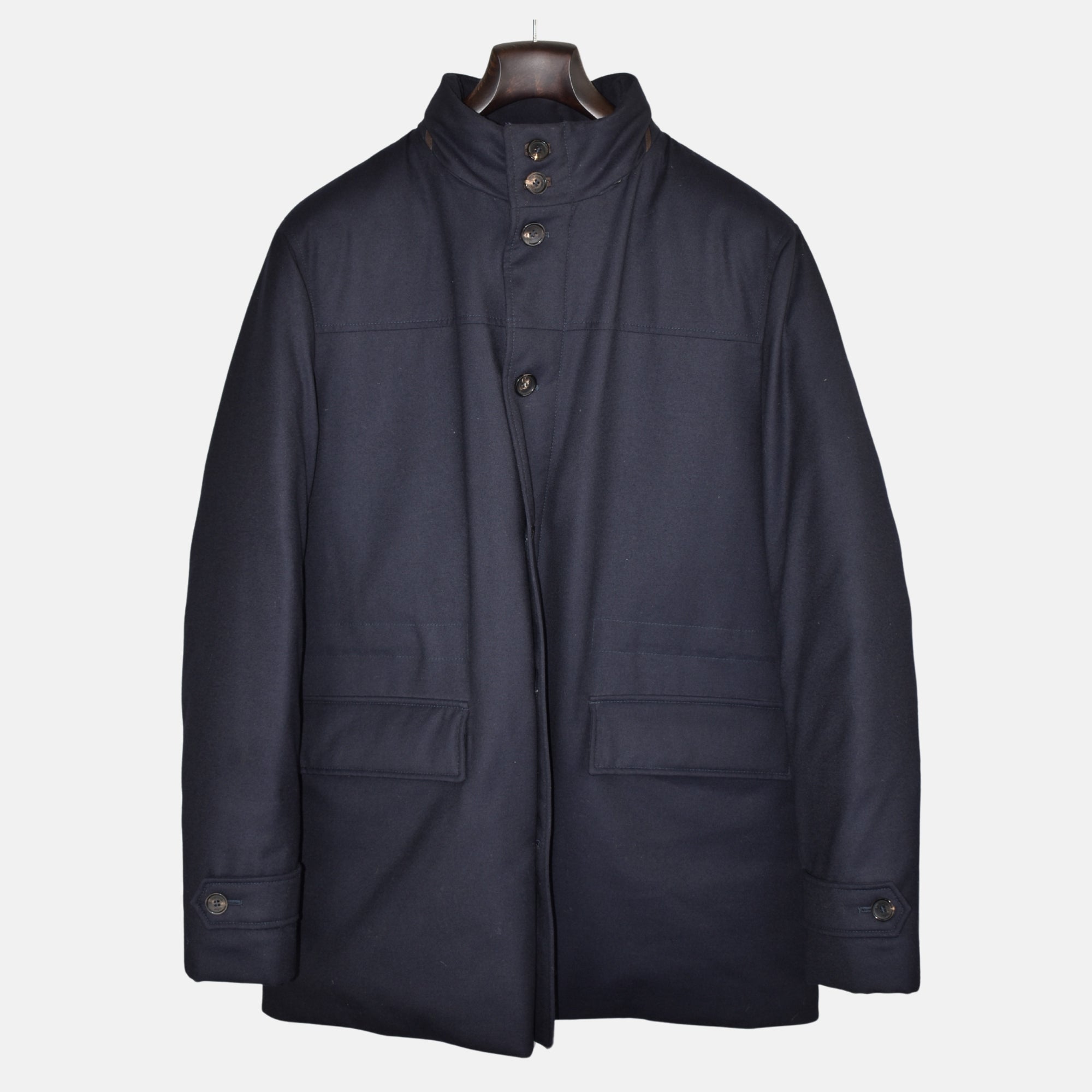 Marineblaue Kapuzenjacke aus Wolle (EU 54)