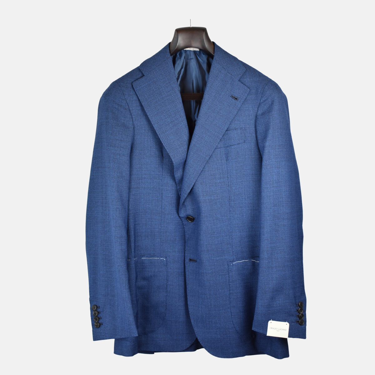 Blue-Black Houndtooth Patterned Blazer made of Wool(EU 50)