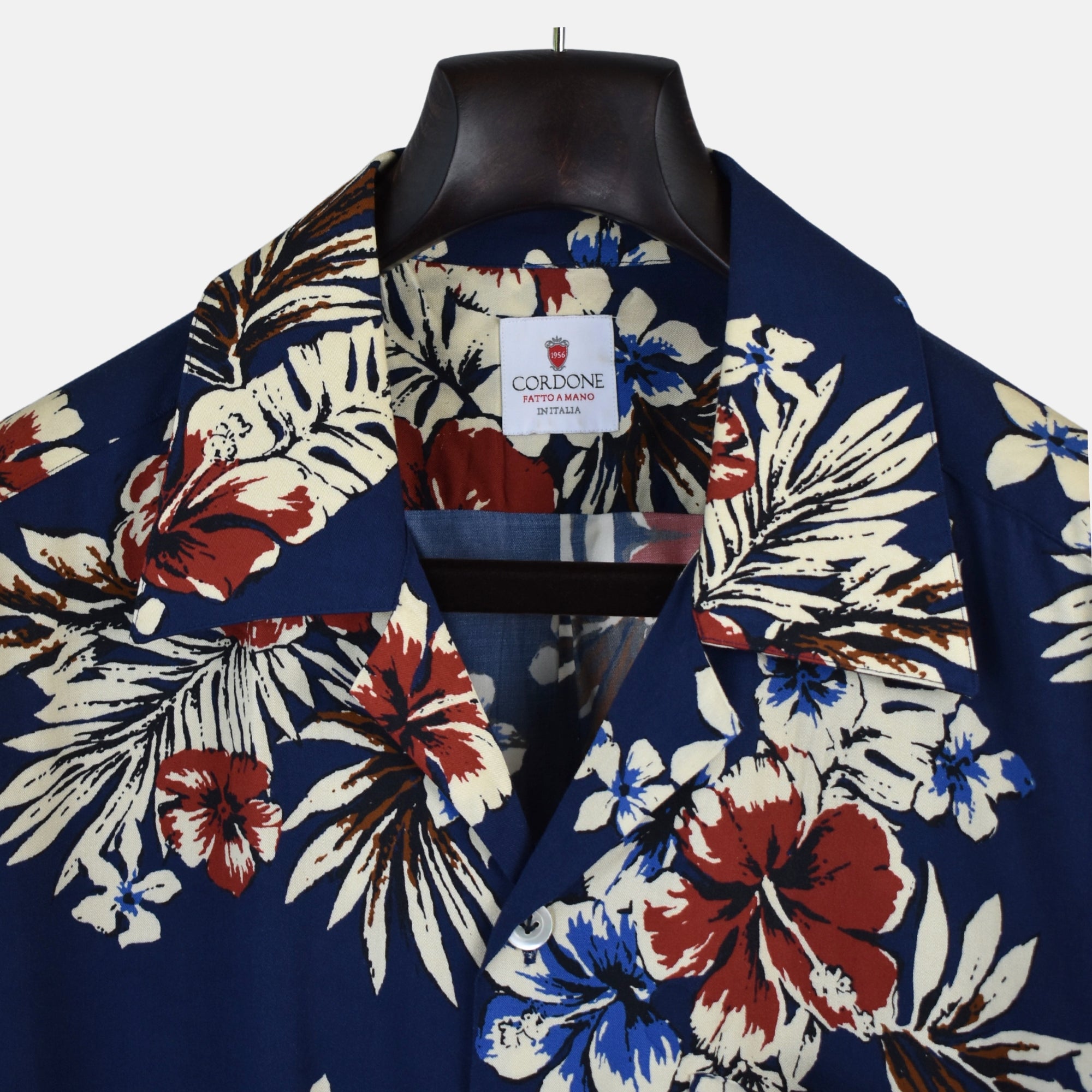 Mulicoloured Flowered Short-Sleeve Shirt made of Cotton (XL)