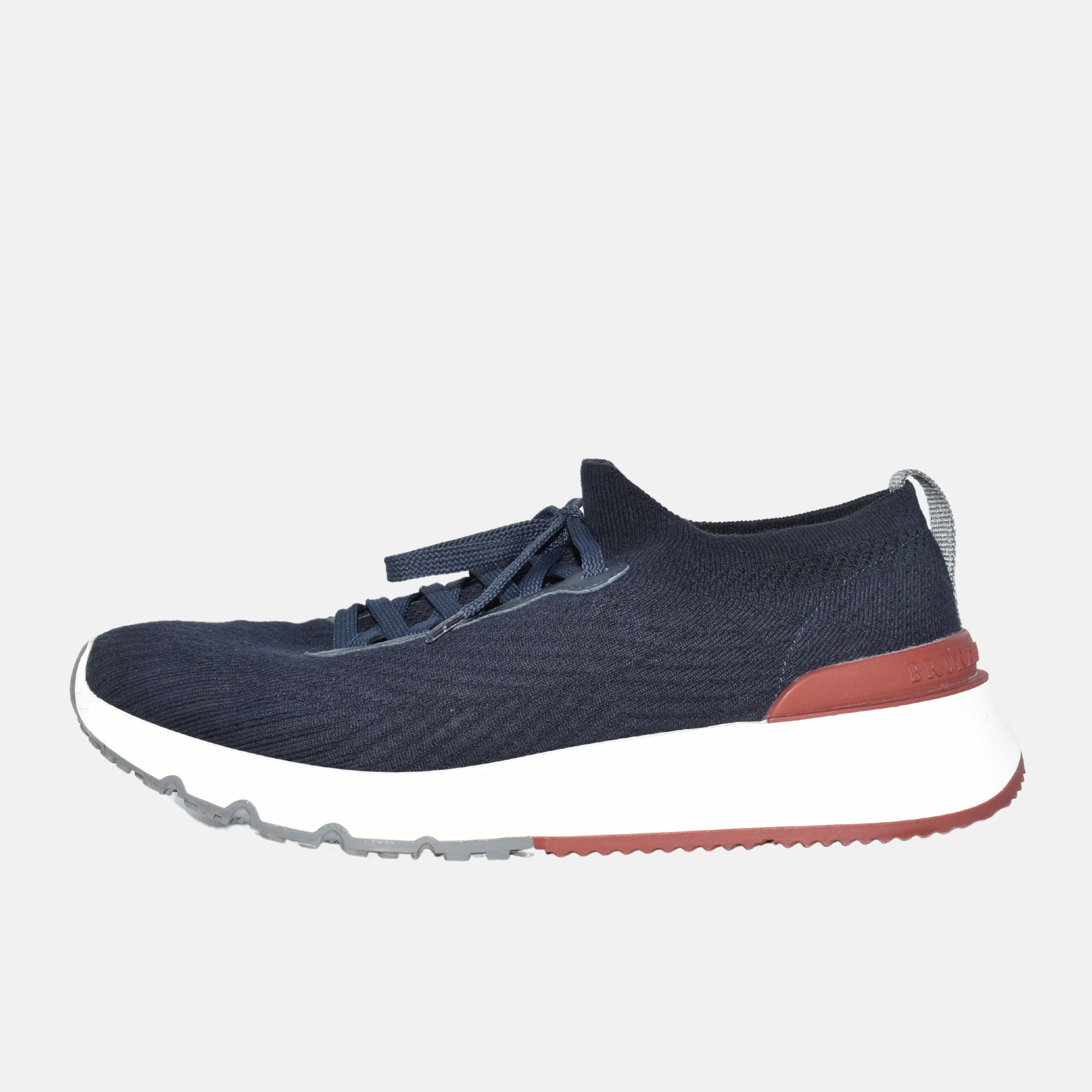 Navy Sneaker made of Cotton/Elastane/Leather Details (EU 43)