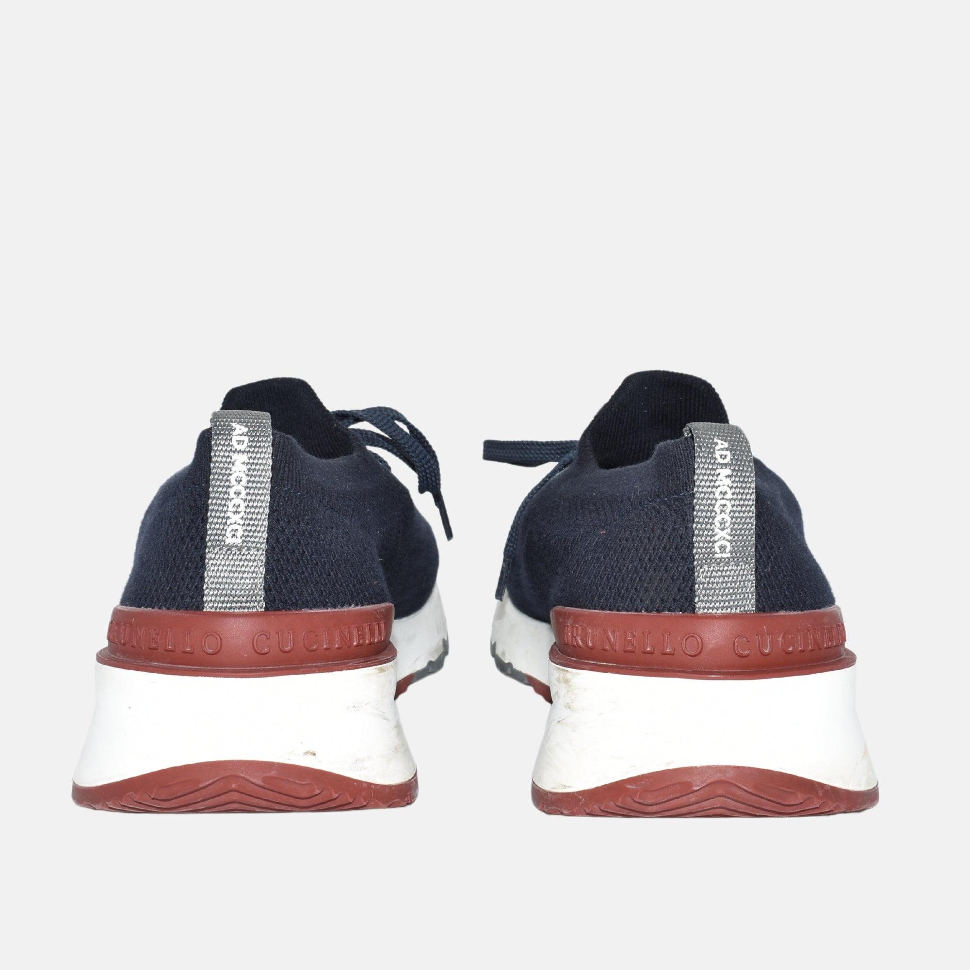 Navy Sneaker made of Cotton/Elastane/Leather Details (EU 43)