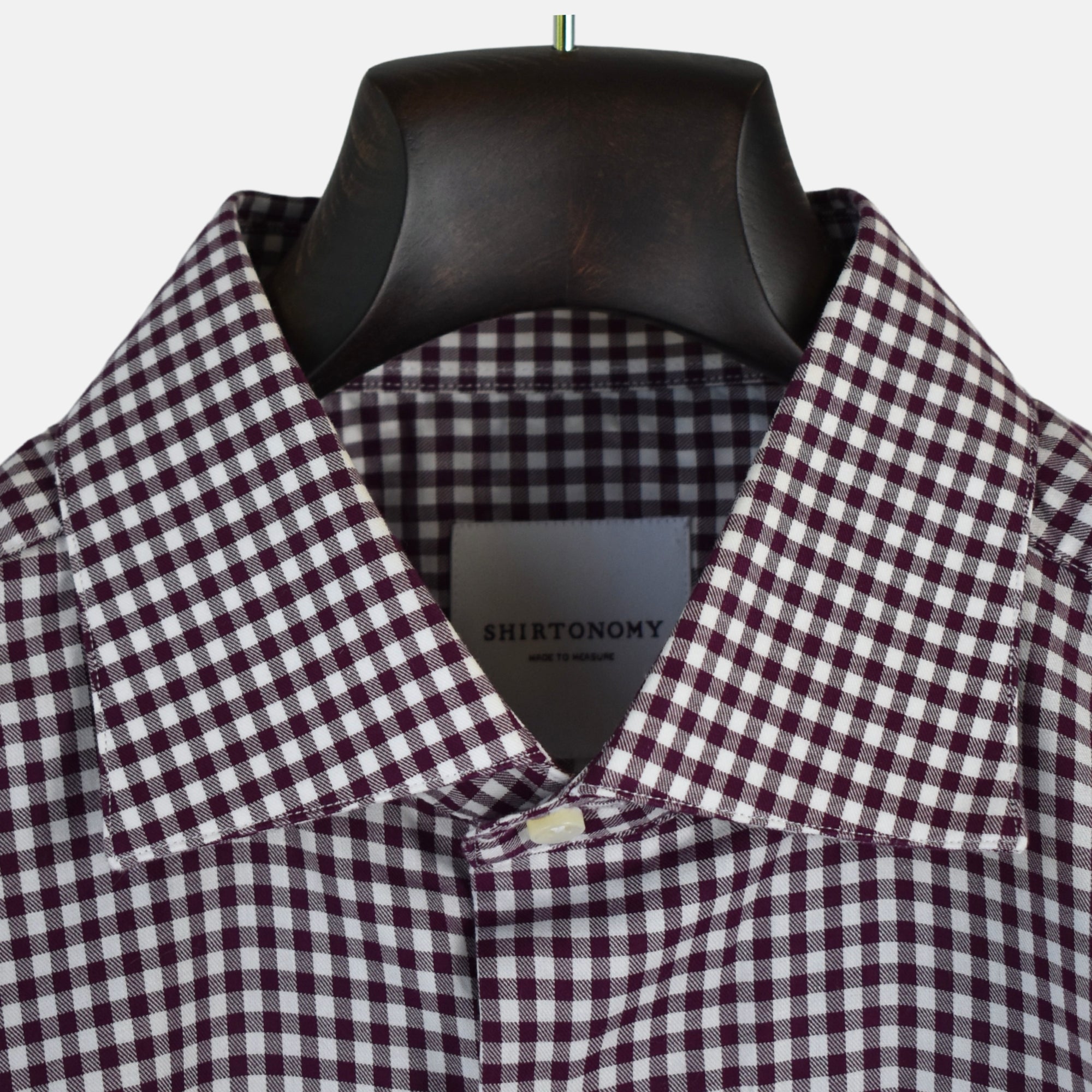 Bordeaux-White Checkered Shirt made of Cotton (EU 41)