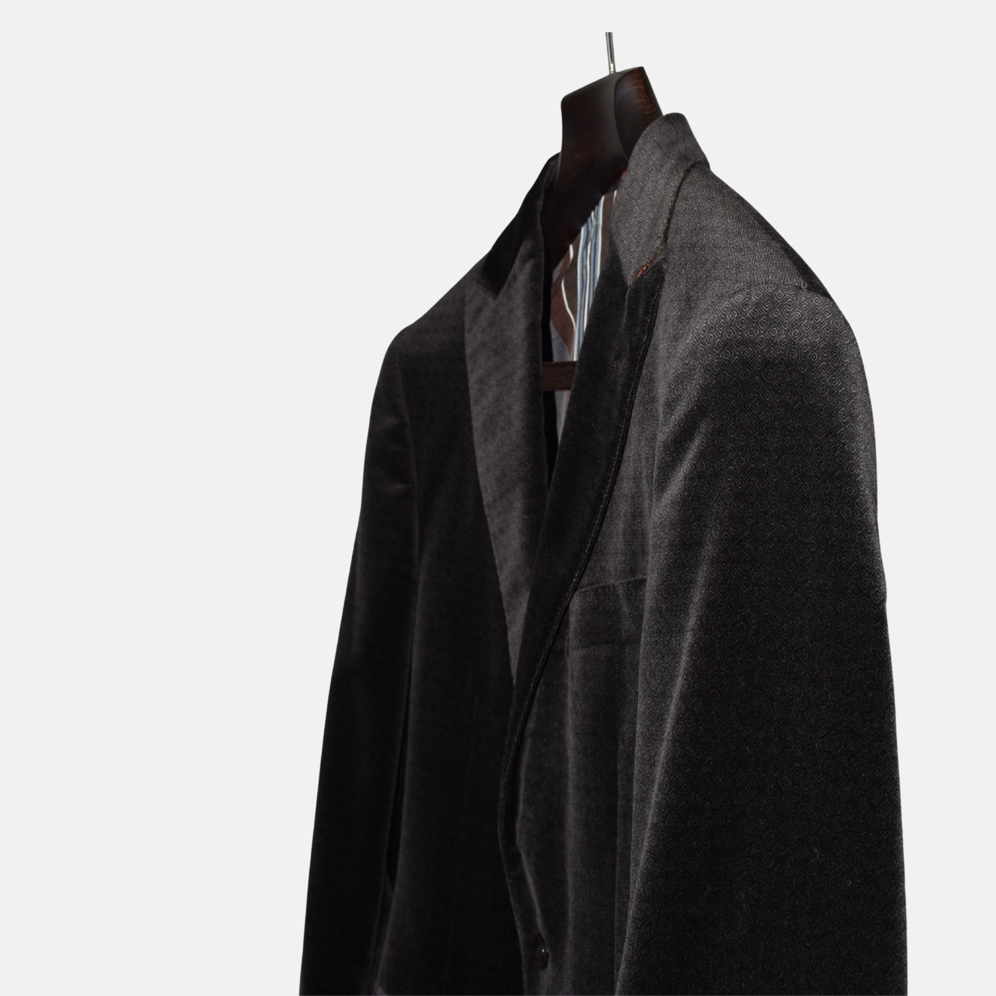 Charcoal Patterned Velvet Blazer made of Cotton (EU 48)