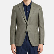 Blue-Grey/Brown-Patterned Blazer made of Cashmere/Linen/Silk (EU 48)