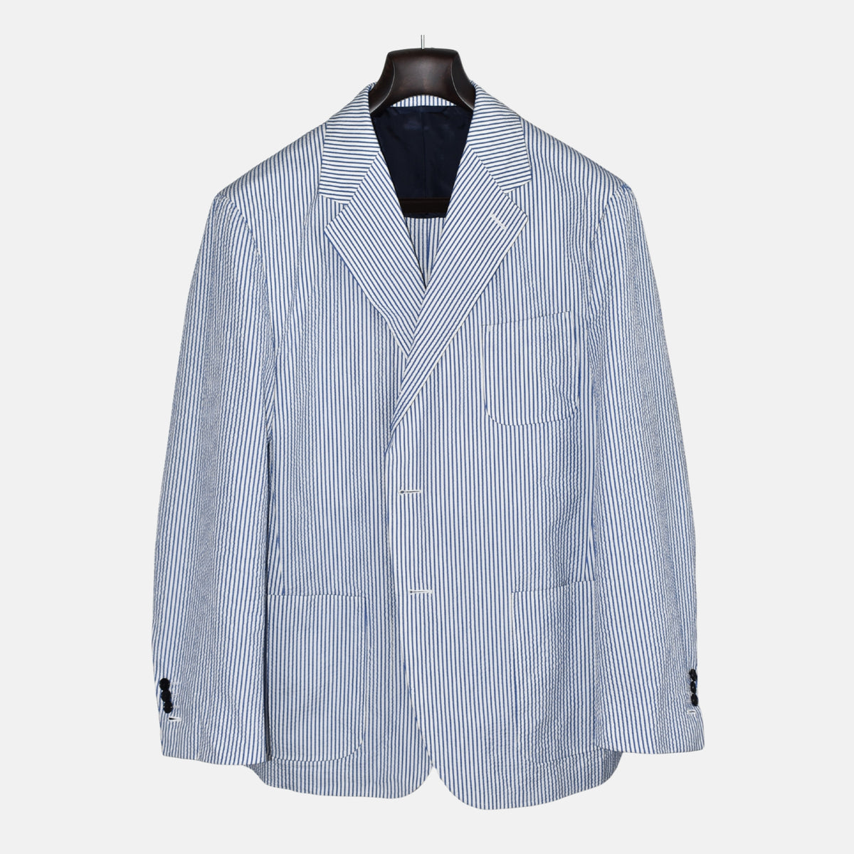 Blue/White Striped Blazer made of Cotton/Silk (EU 54)