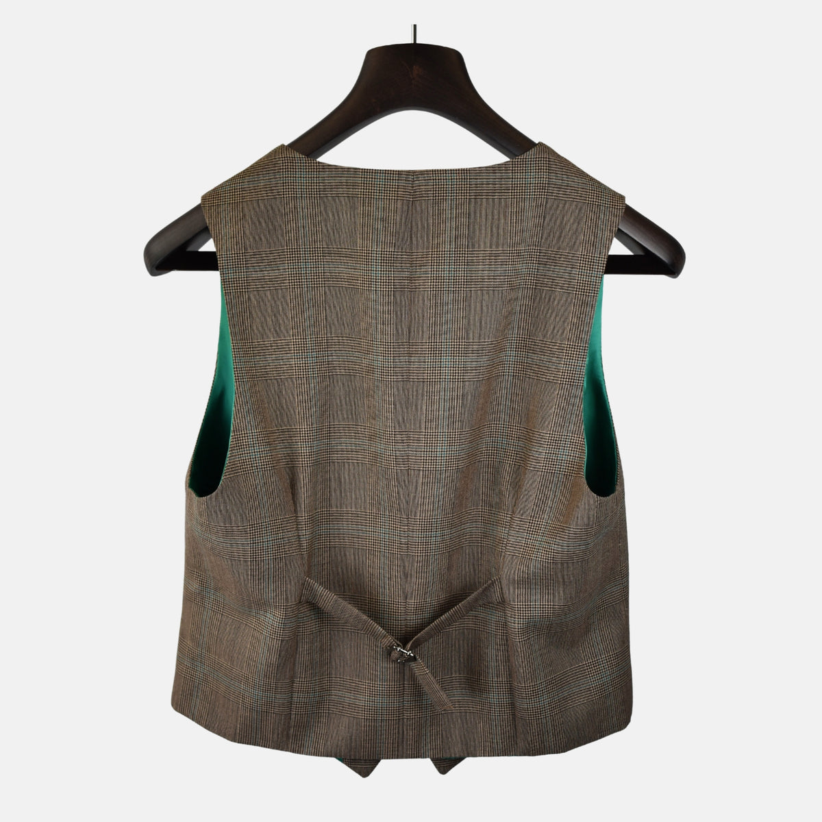 Brown-Green Glencheck Vest made of Wool (EU 46)