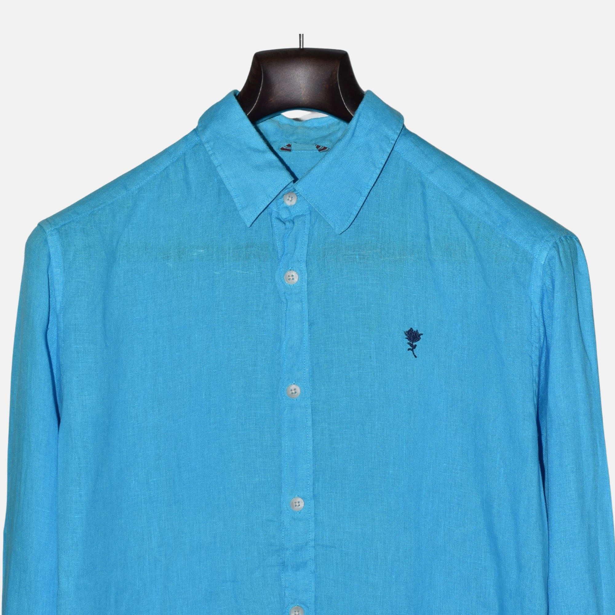 Turquoise Shirt made of Linen (M)