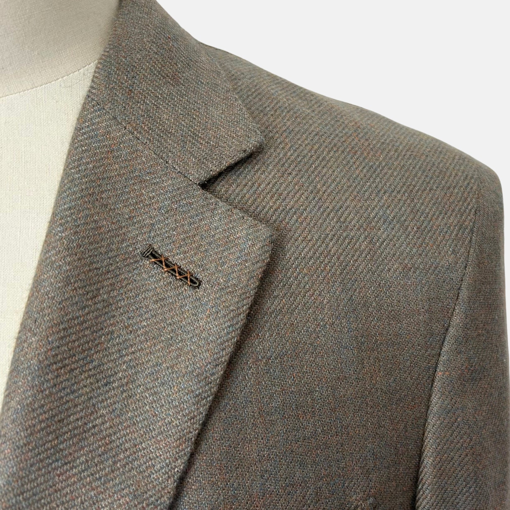 Blue-Grey/Brown-Patterned Blazer made of Cashmere/Linen/Silk (EU 48)