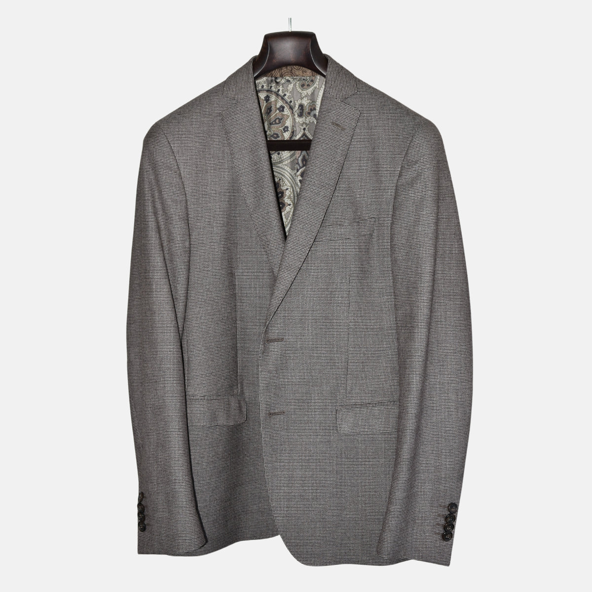 Brown-Gray Checkered Suit made of Wool ( EU 48)