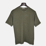 Khaki/Black Striped T-Shirt made of Cotton (L)