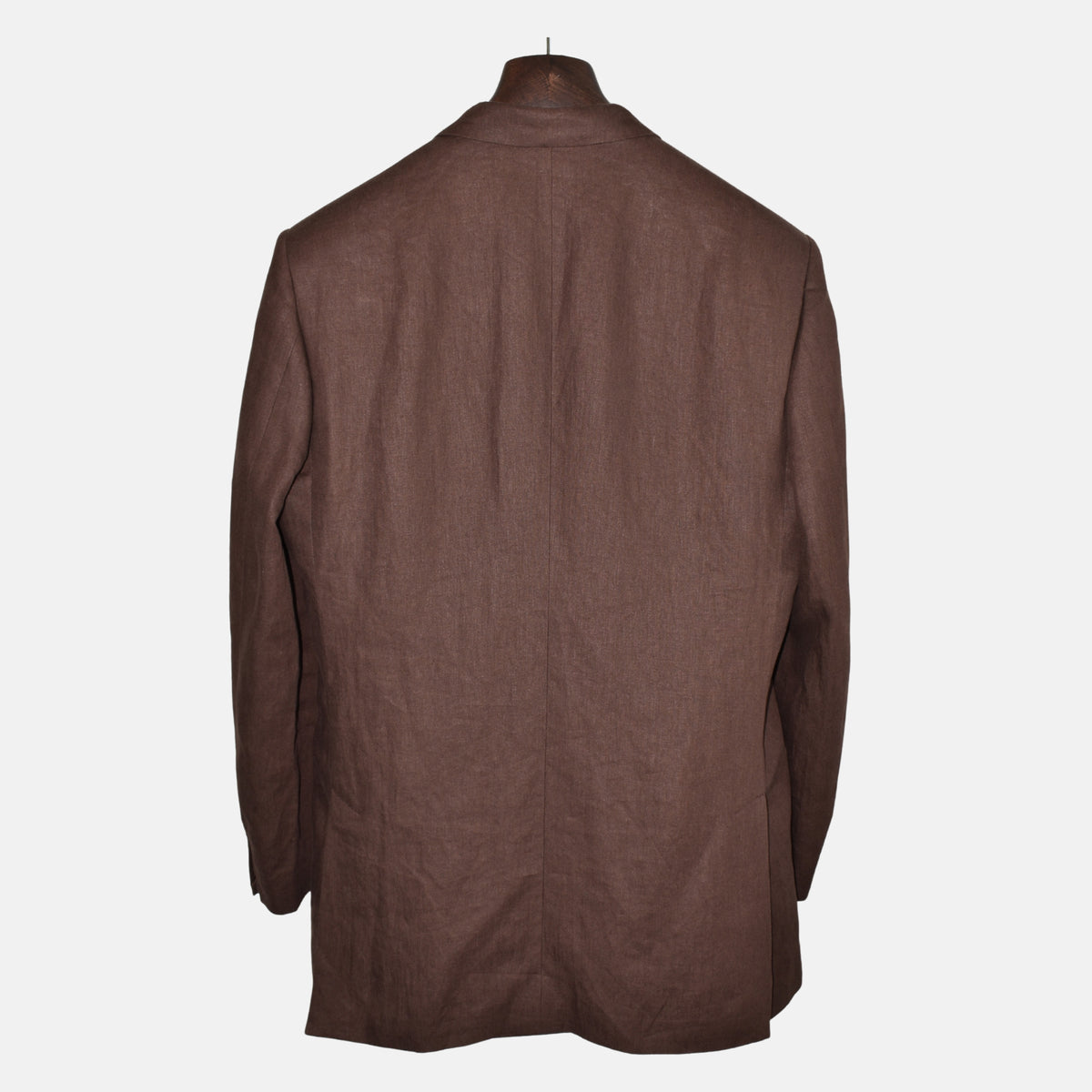 Brauner zweireihiger Blazer aus Leinen (EU 54)
