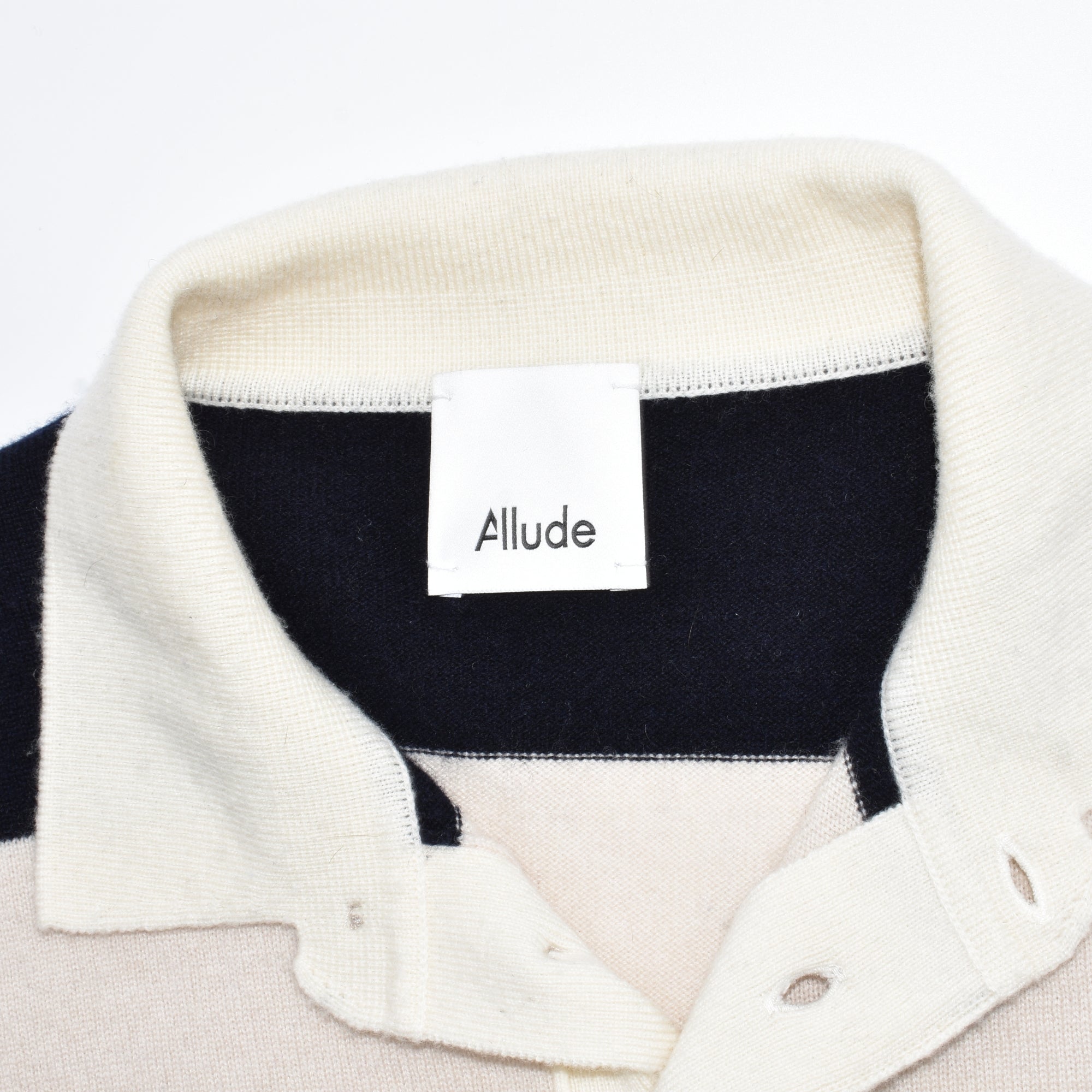 Navy/Cream Striped Sweater made of Cashmere (L)