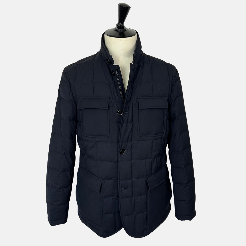 Navy Down Jacket made of Wool (EU 52)