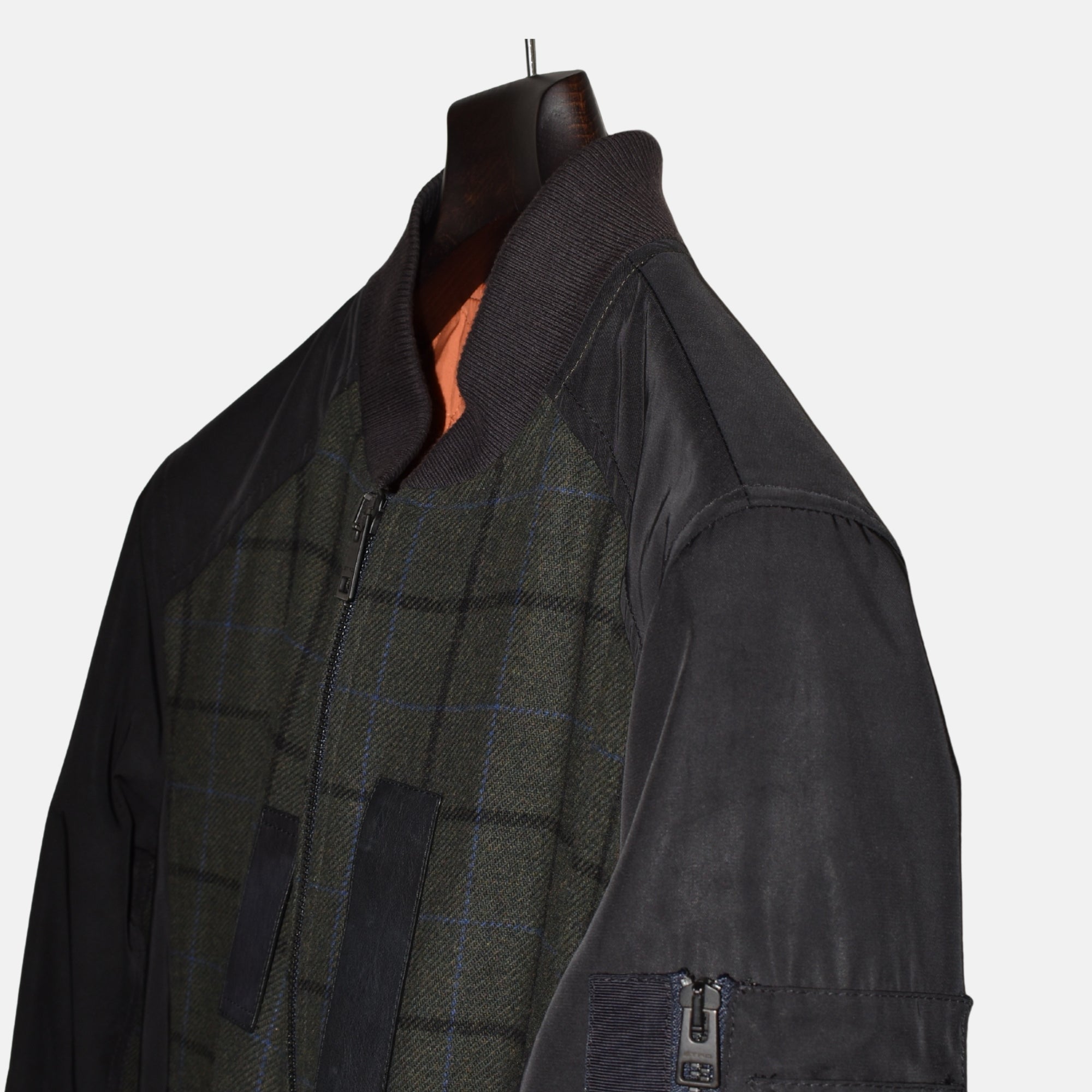 Black/Olive Checkered Bomber Jacket (M)