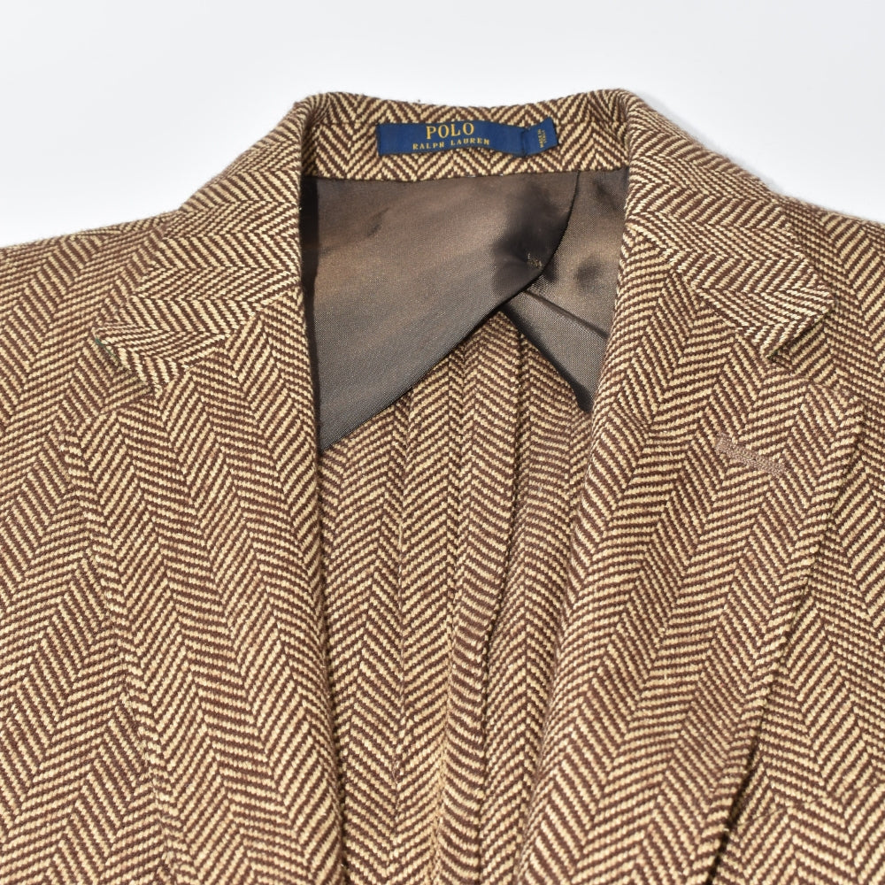Brown Herringbone Blazer made of Linen/Wool/Viscose (EU 50)
