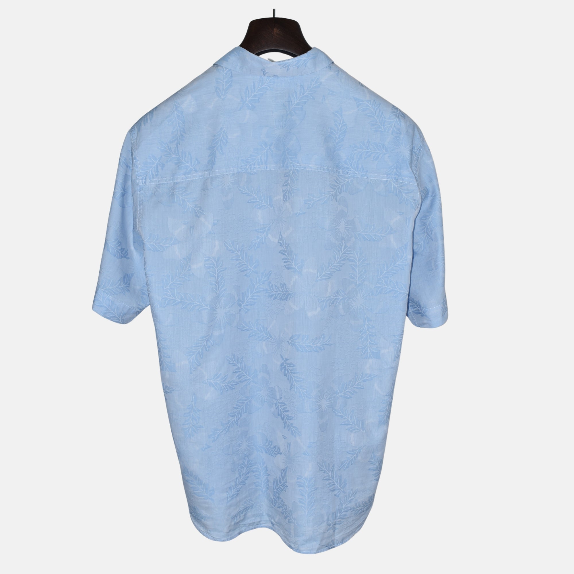 Light Blue Floral Short Sleeve Shirt made of Cotton/Lyocell (EU 39)