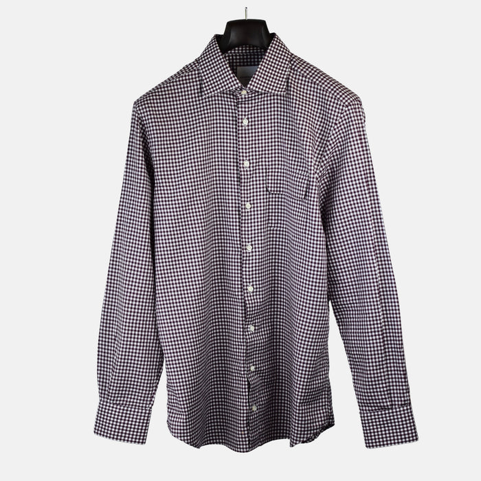 Bordeaux-White Checkered Shirt made of Cotton (EU 41)