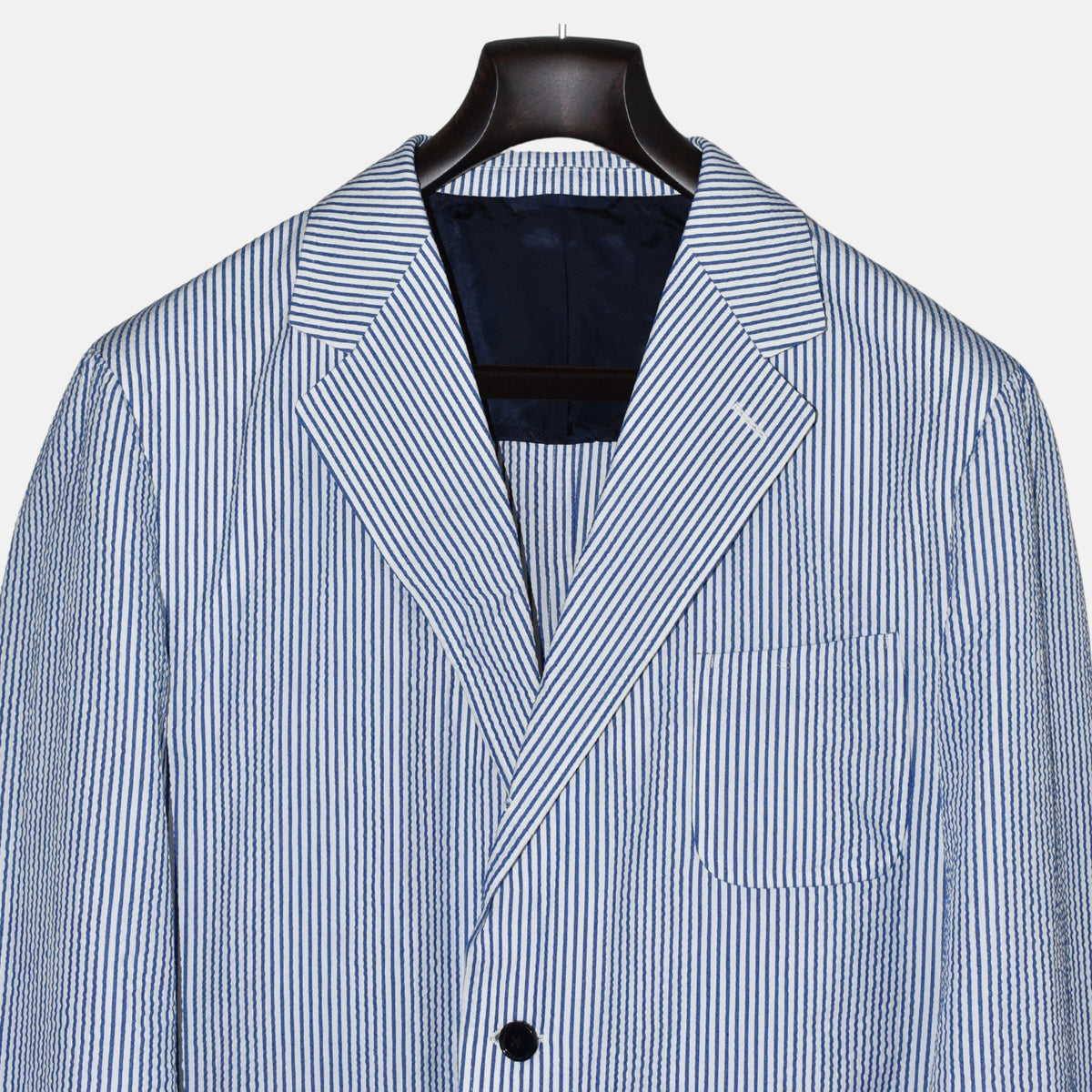 Blue/White Striped Blazer made of Cotton/Silk (EU 54)