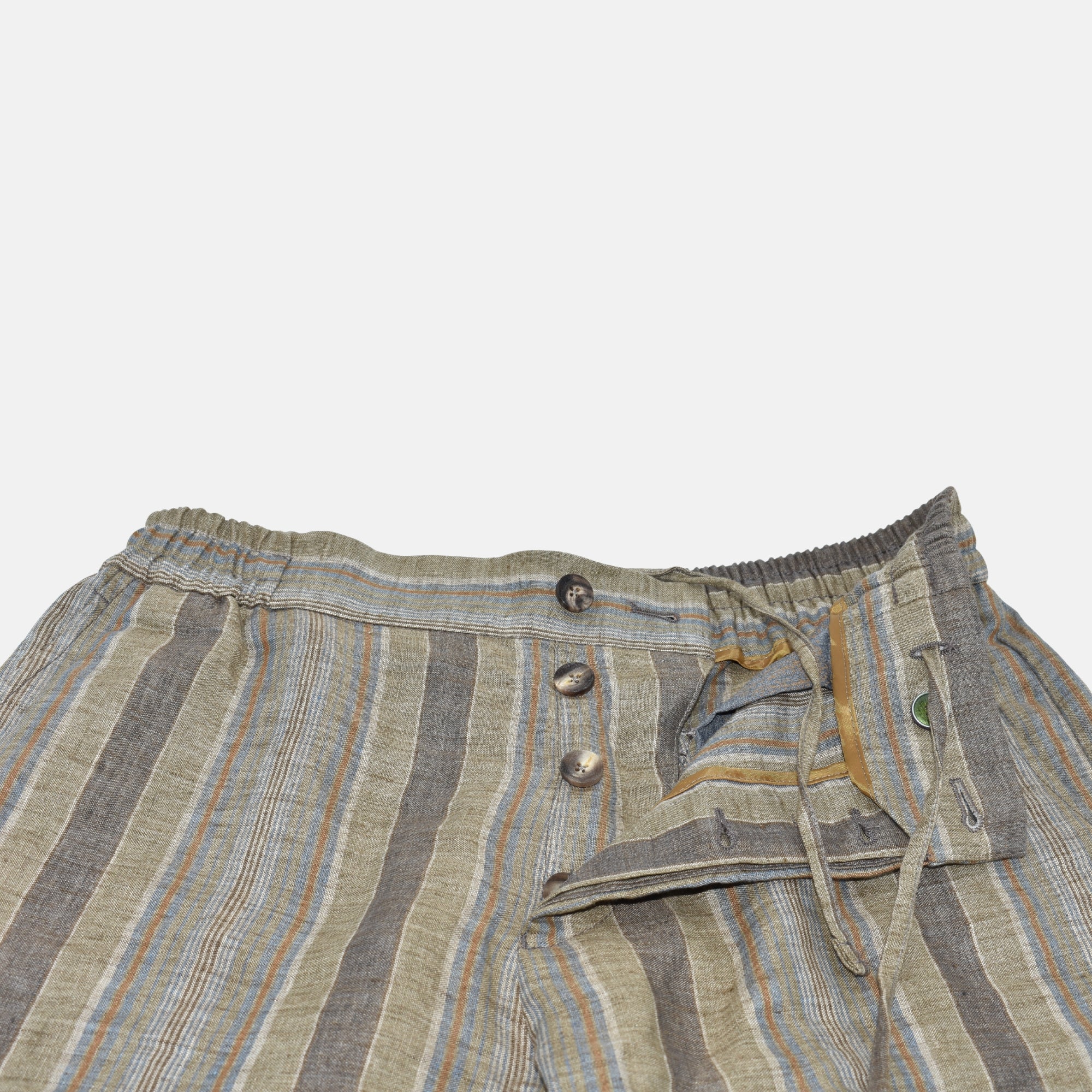 Multicoloured Striped Pants made of Linen (EU 46)