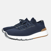 Navy Sneaker made of Cotton/Elastane/Leather Details (EU 43)